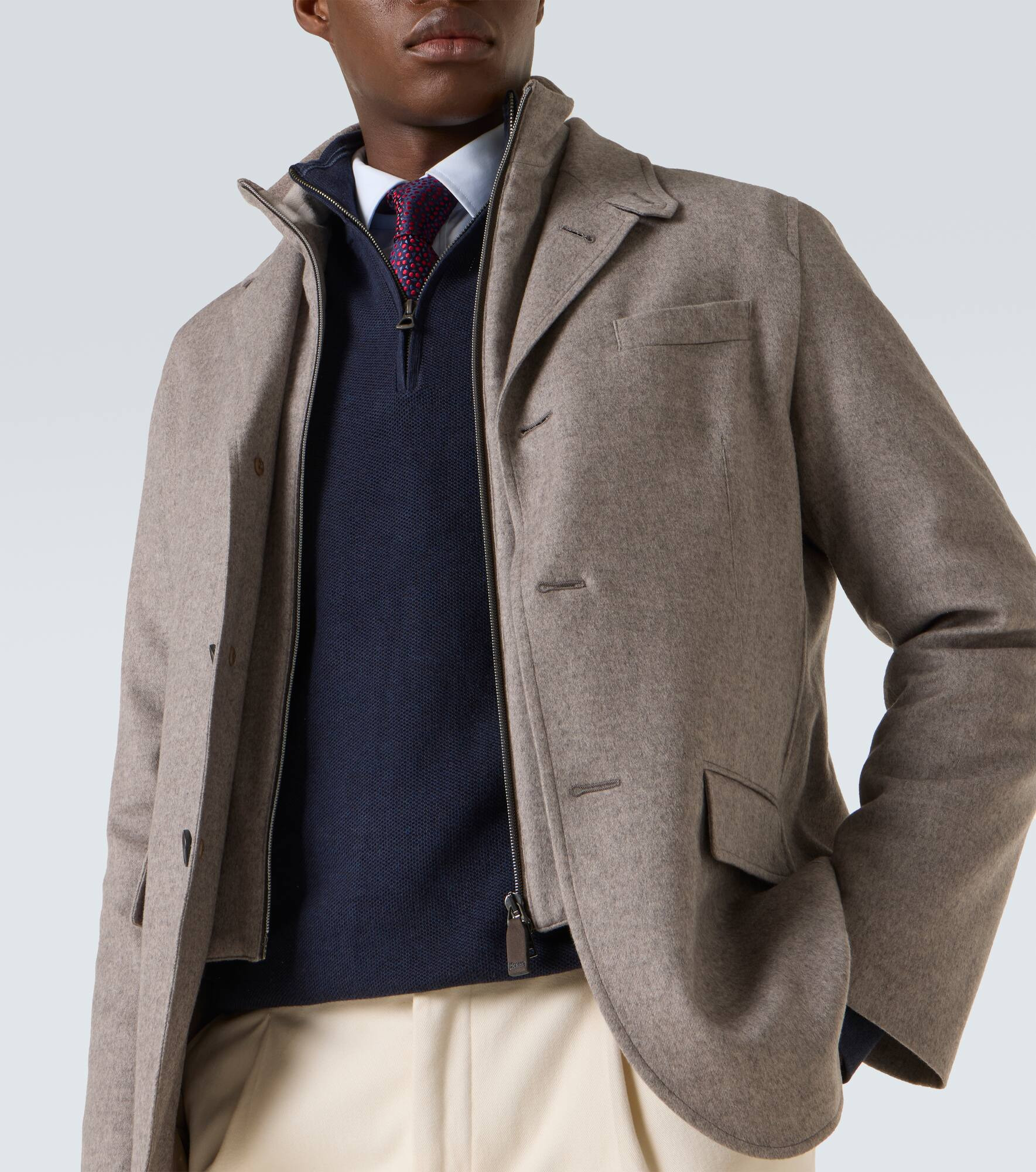 Layered silk and cashmere blazer - 5