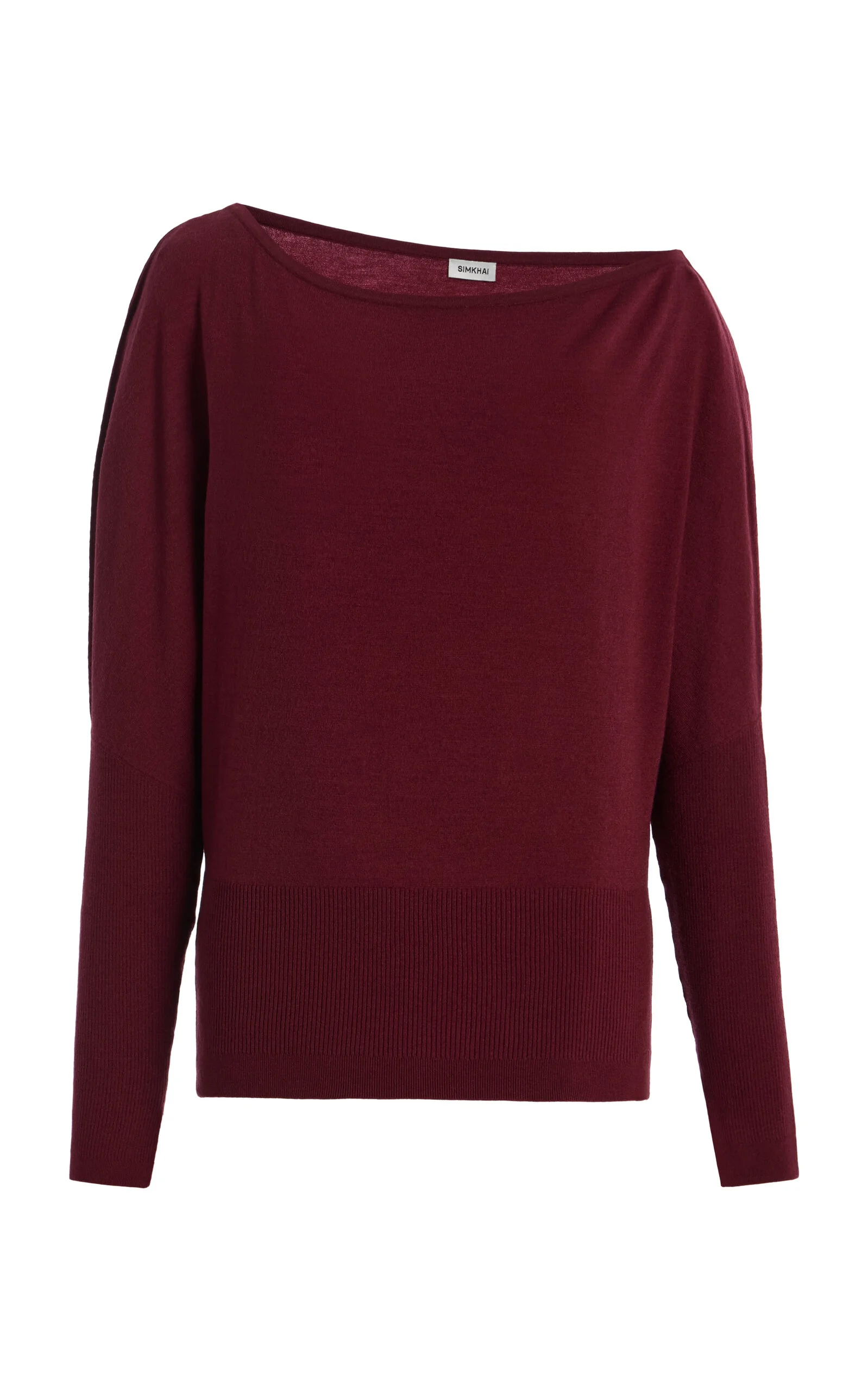 Lavina Off-The-Shoulder Wool Sweater burgundy - 1
