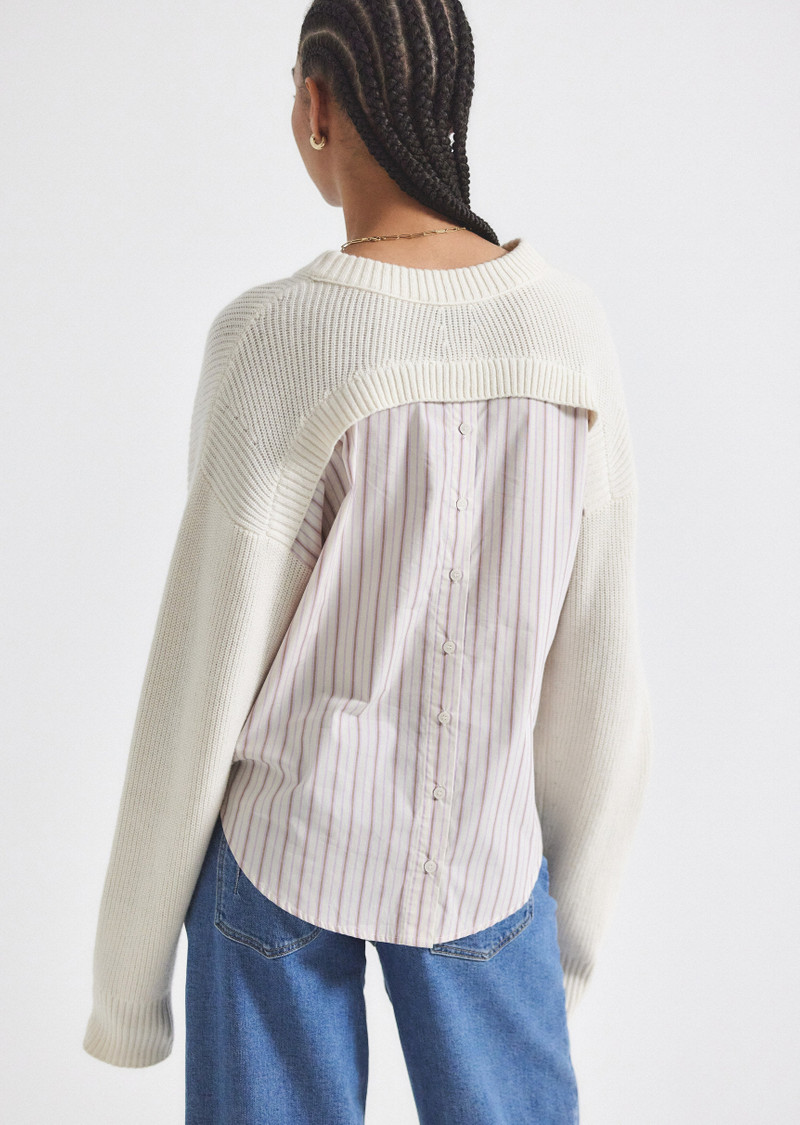 DEREK LAM 10 CROSBY LYON MIXED MEDIA SWEATER outlook