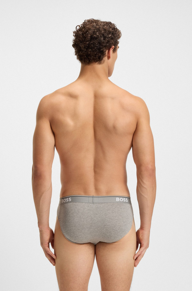 BOSS THREE-PACK OF STRETCH-COTTON BRIEFS WITH LOGO WAISTBANDS outlook