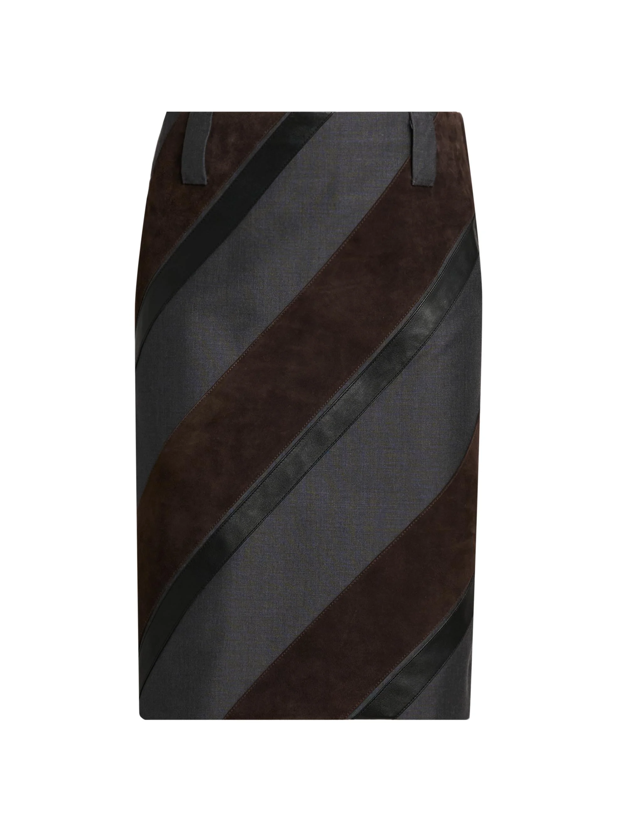 Women's Suede & Leather Stripe Pencil Skirt - Multi Color - 1