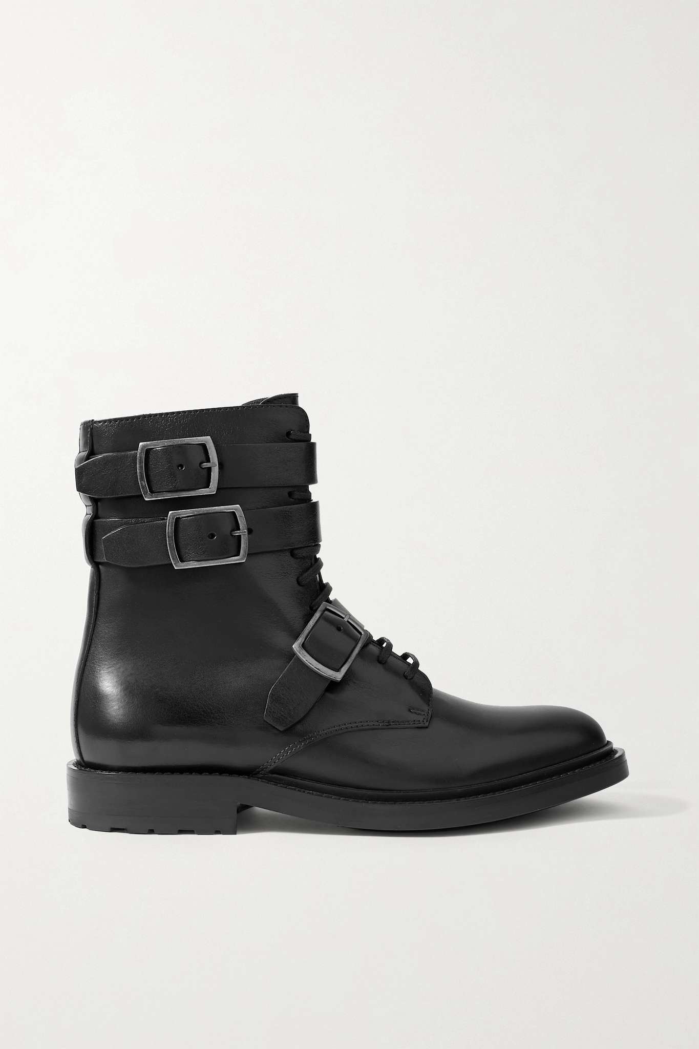 Army buckled leather ankle boots - 1