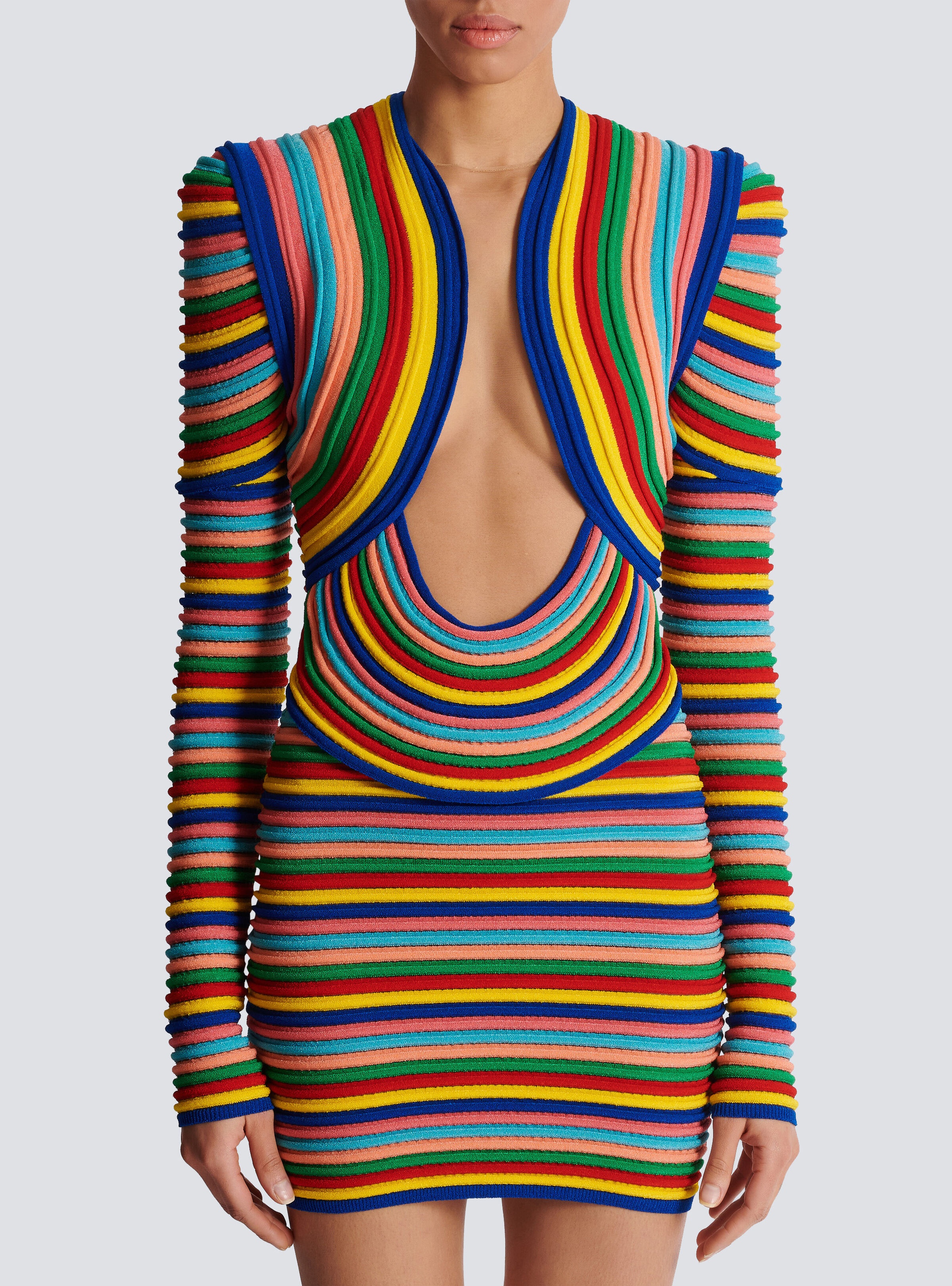 Short dress in multicoloured rolled knit - 5