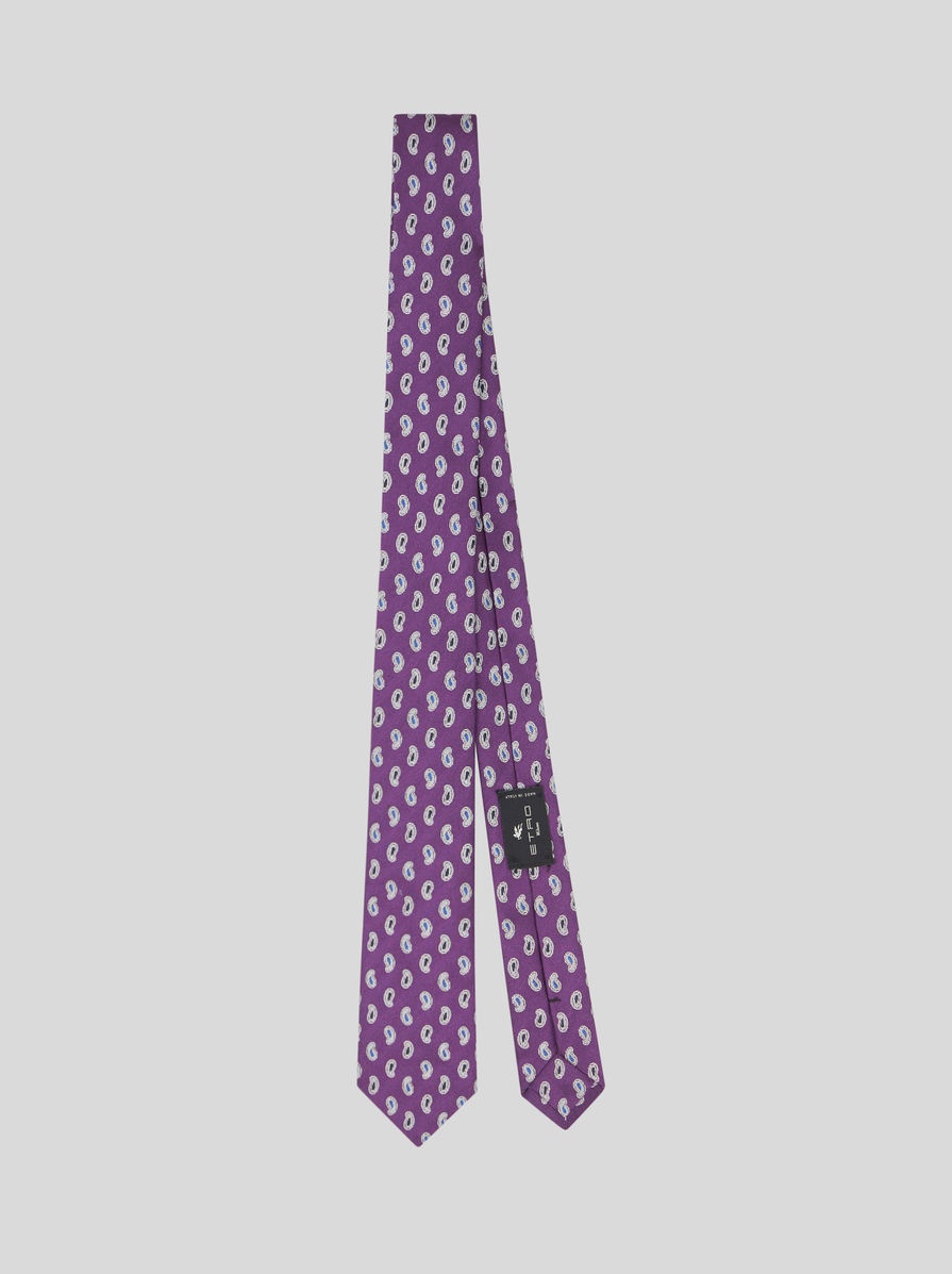 MICRO PAISLEY JACQUARD SILK TIE - 1