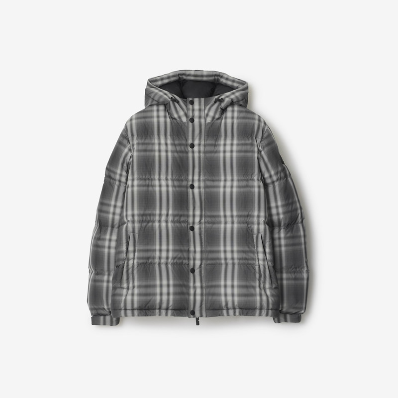 Ombré Check Hooded Puffer Jacket 1