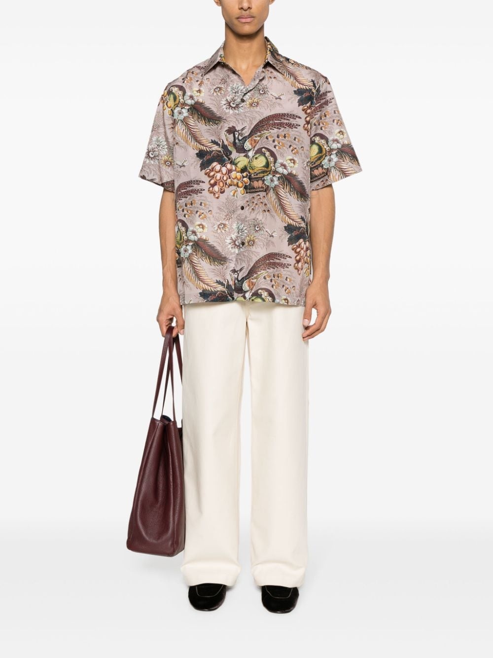 floral-print bowling shirt - 2