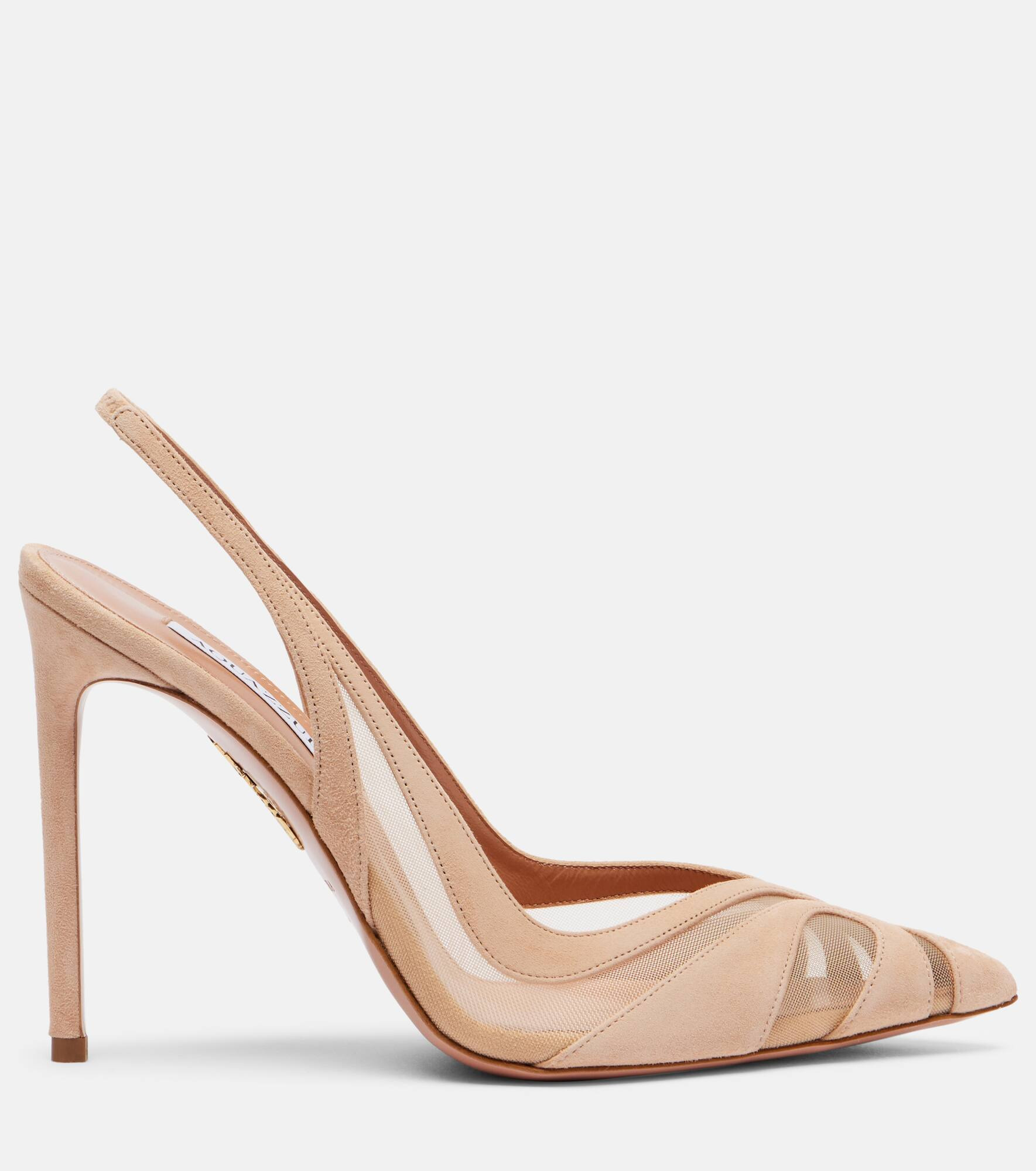 Lune 105 mesh and suede slingback pumps - 4