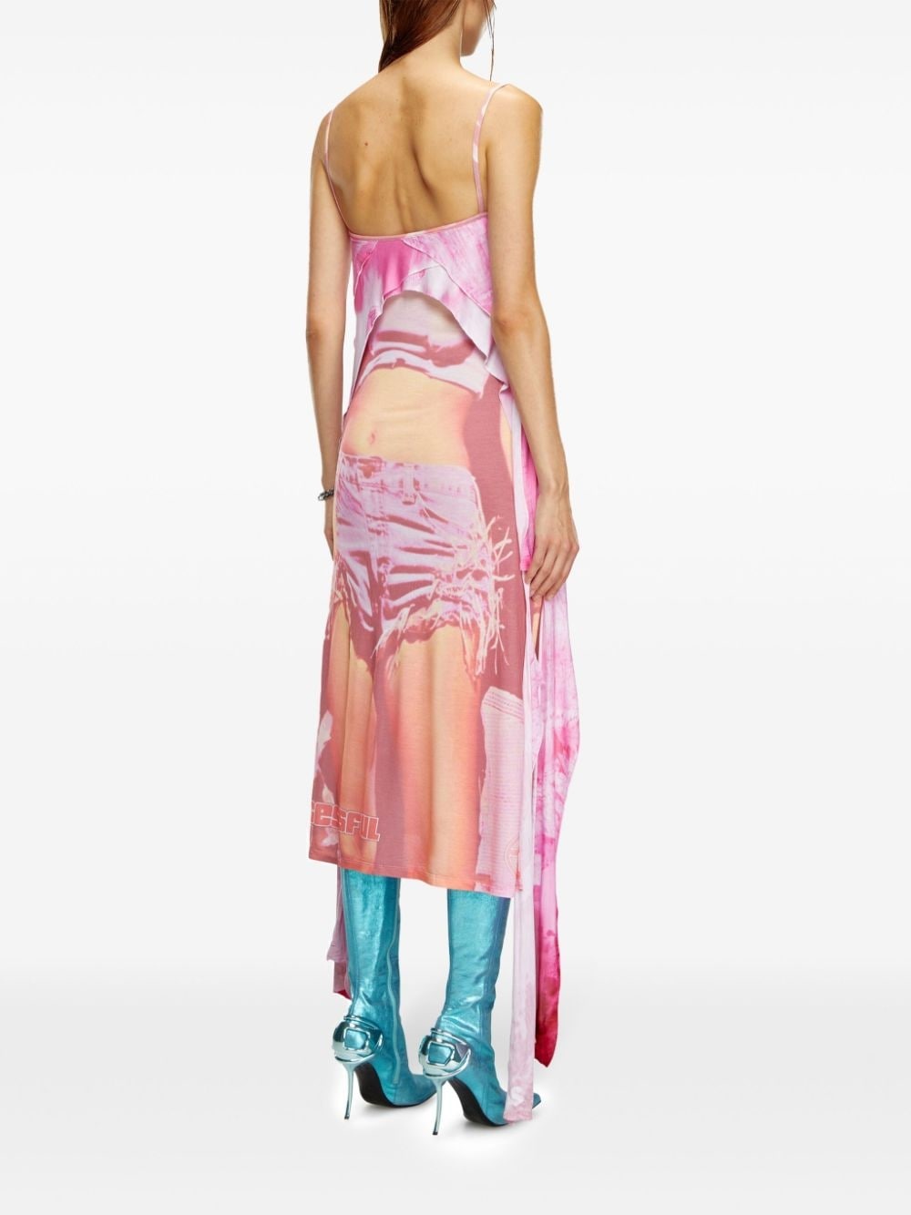 D-Malory-Long graphic-print draped dress - 3