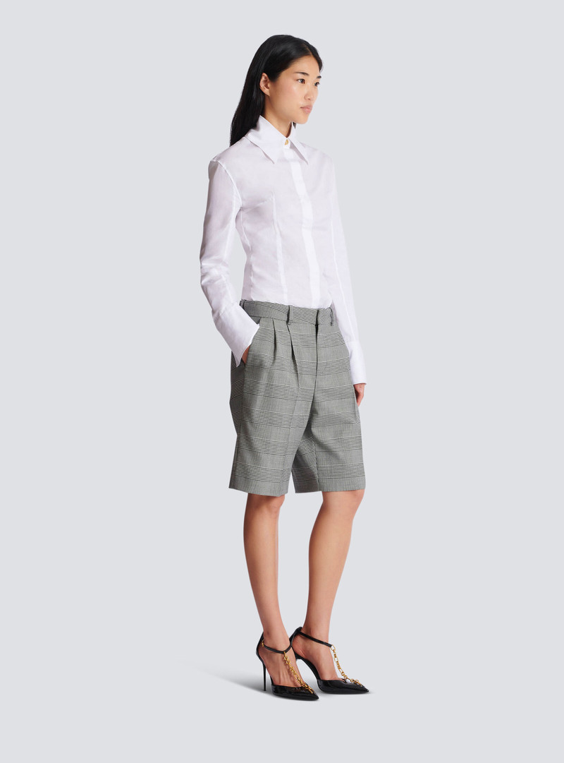 Darted shorts in Prince of Wales jacquard 3