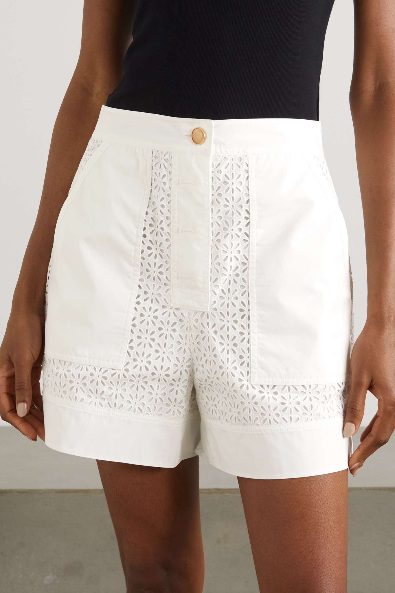 Broderie anglaise cotton-poplin shorts - 3