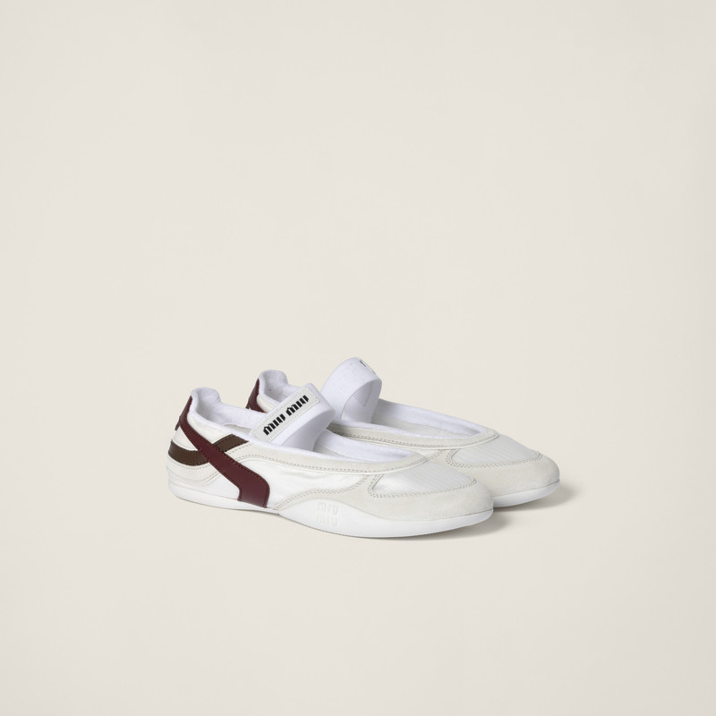 Gymnasium technical fabric and suede ballerinas 1