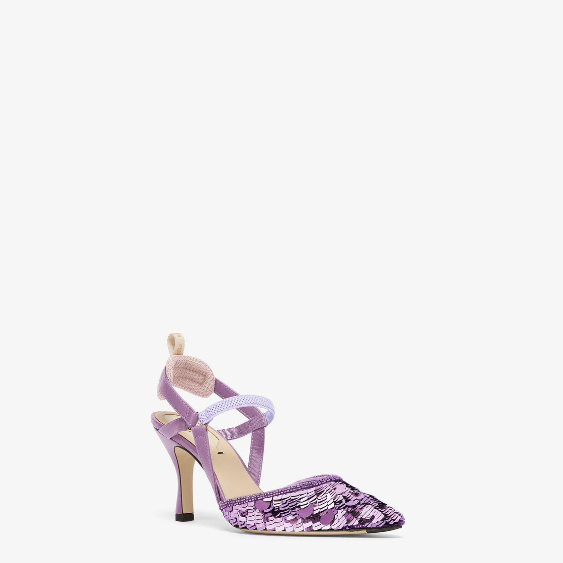Purple sequin high-heeled slingbacks - 2