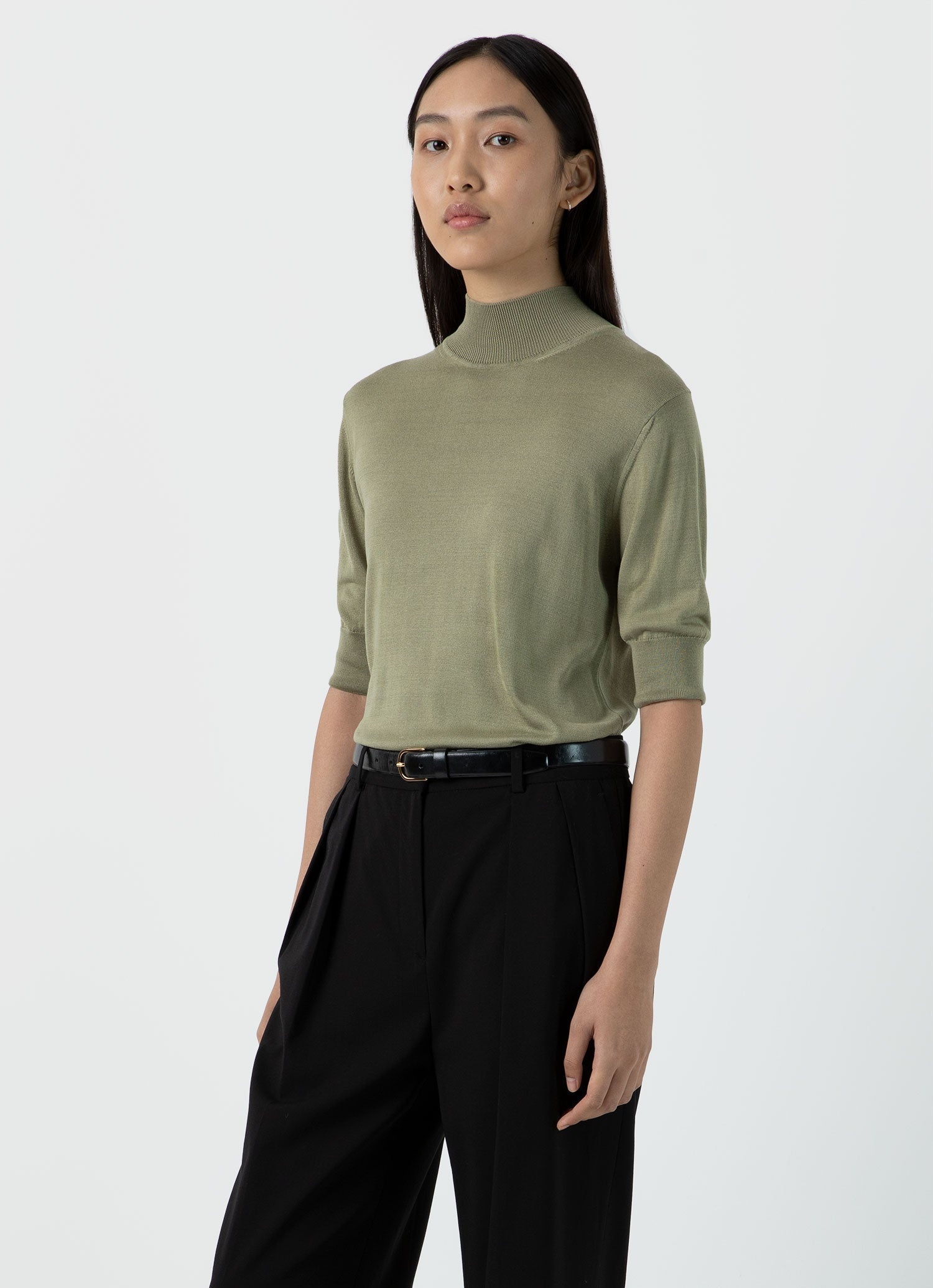 Mulberry Silk Mock Neck Top - 3