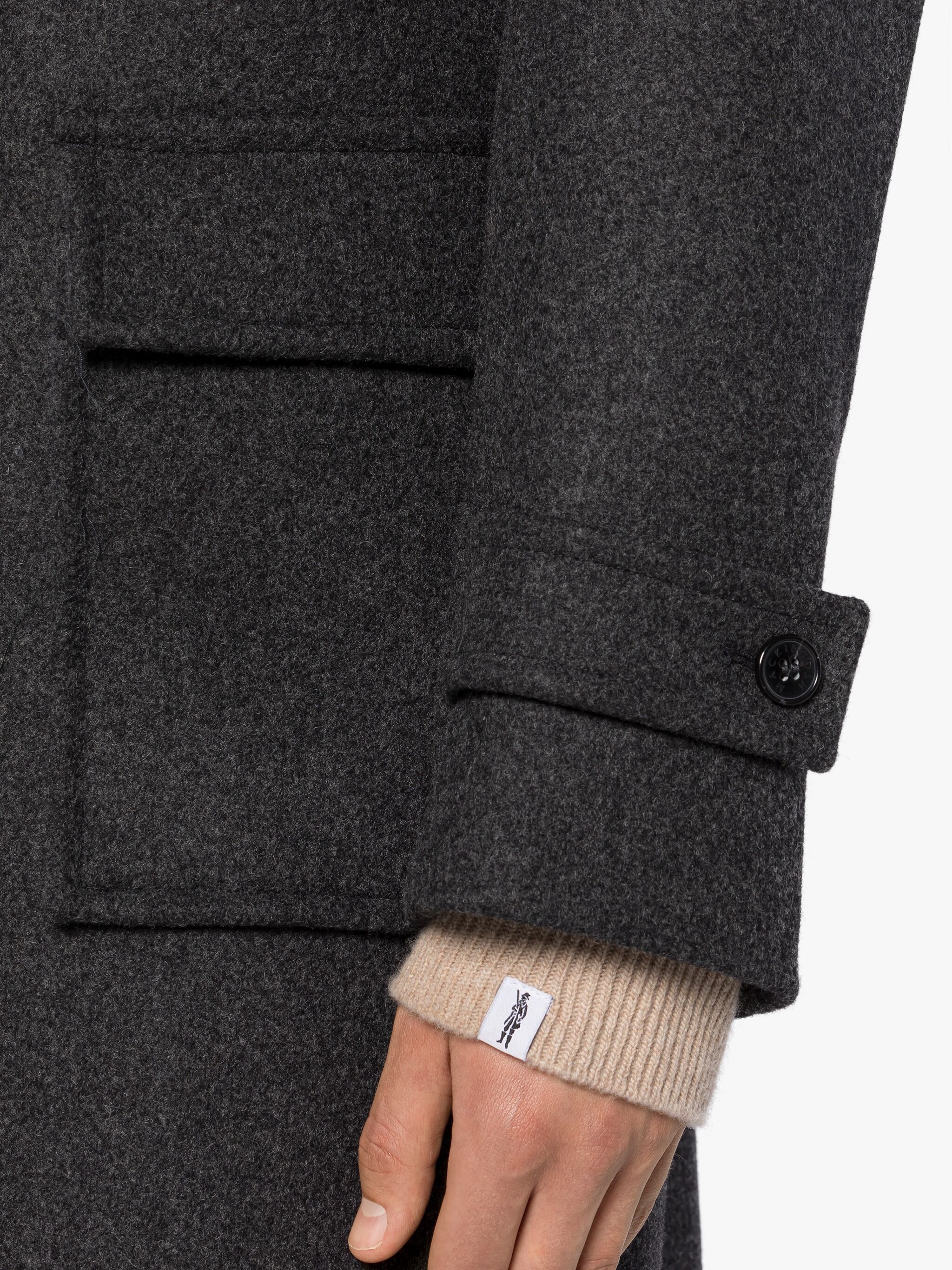 WEIR GREY WOOL DUFFLE COAT - 6