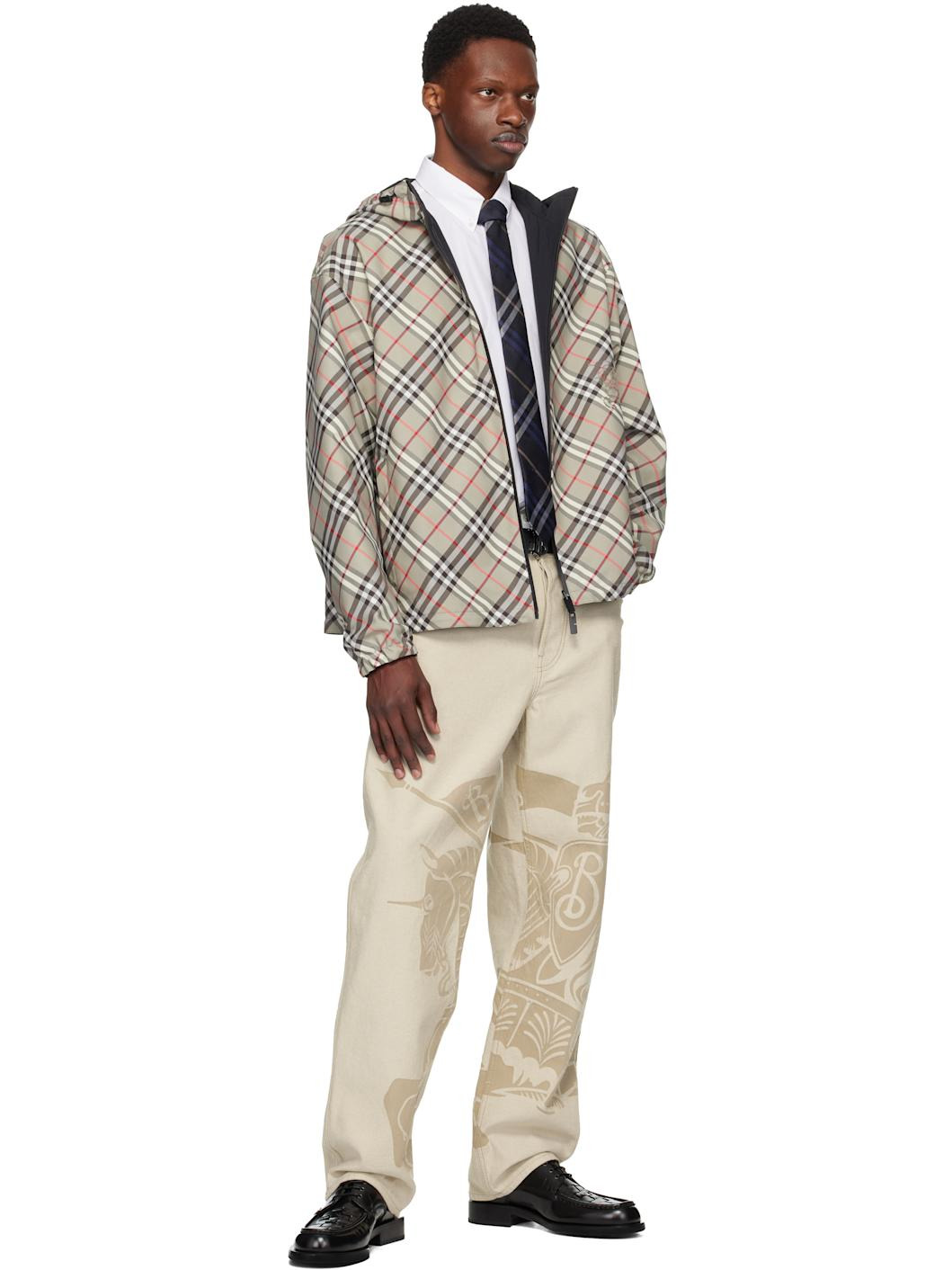 Navy Check Silk Tie - 3