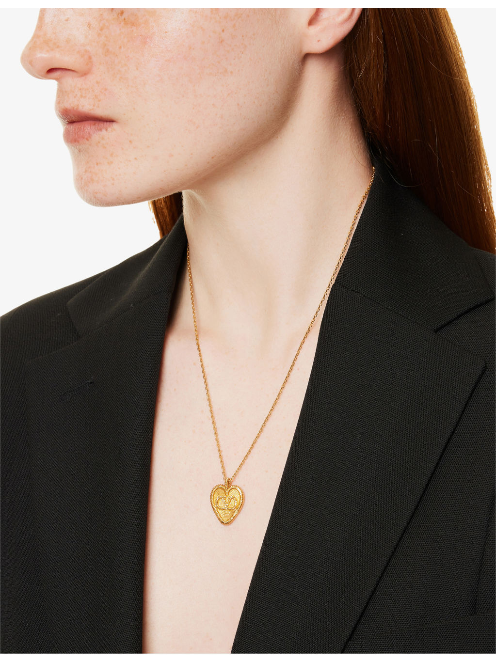 Heart V-Logo Metal Necklace - 2
