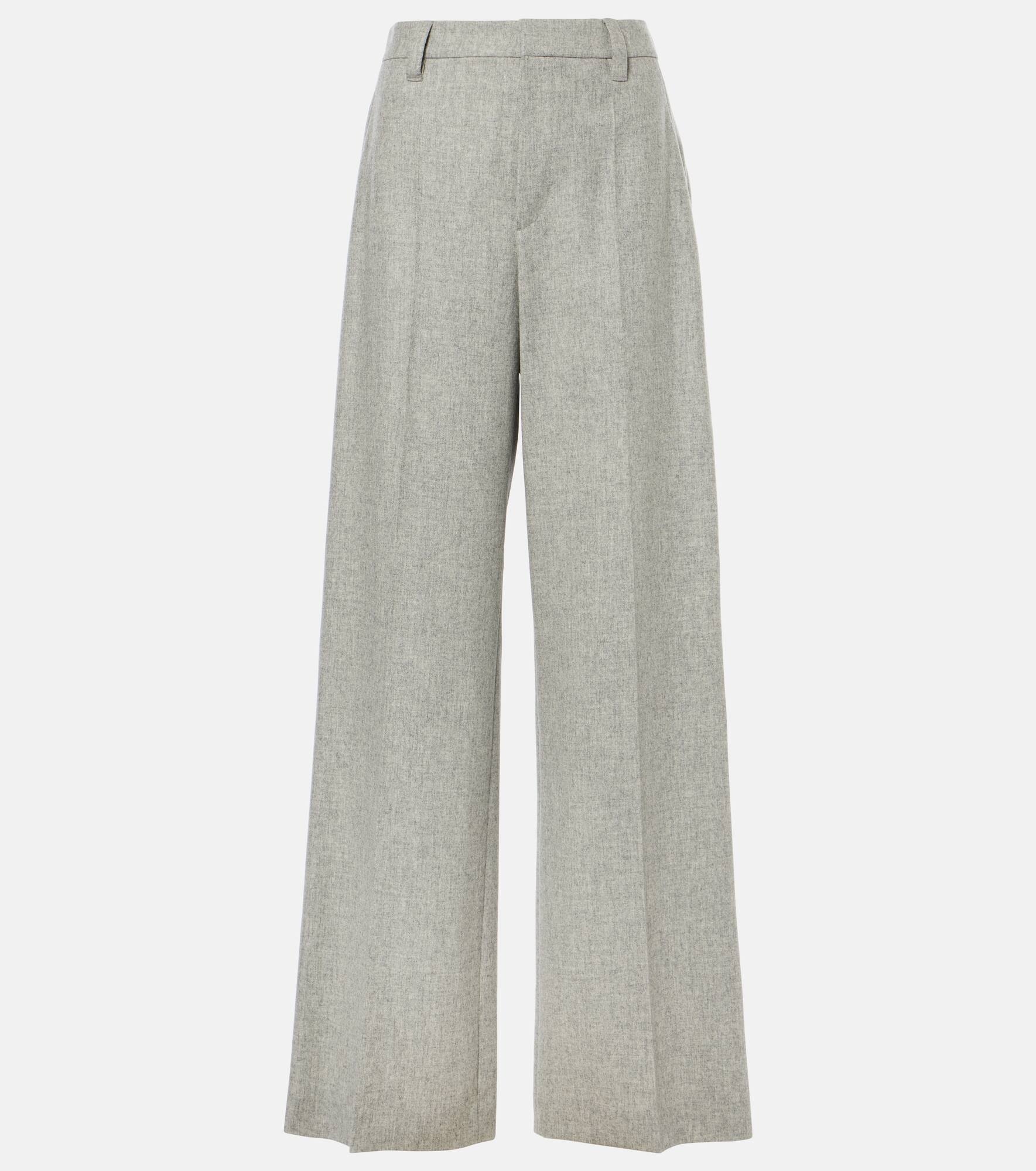Wool and cashmere flannel wide-leg pants - 1