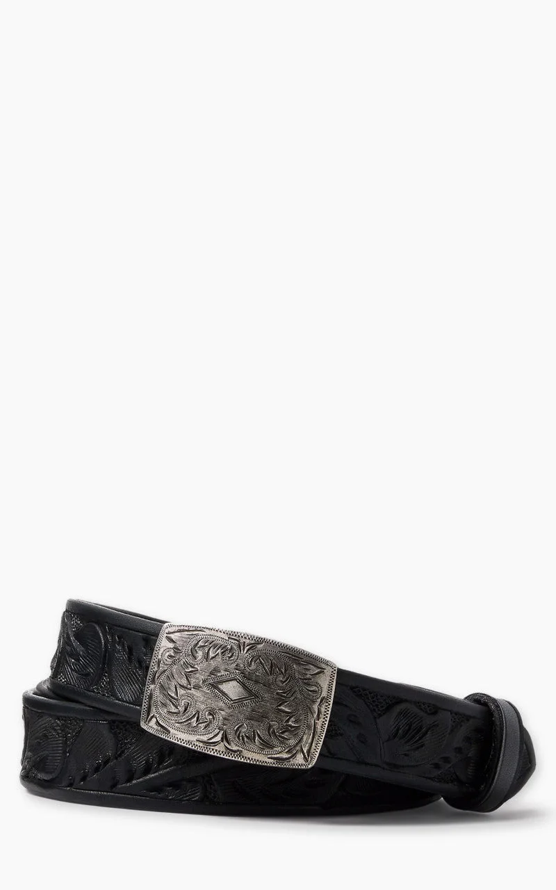 RRL HAND-TOOLED LEATHER BELT BLACK - 1