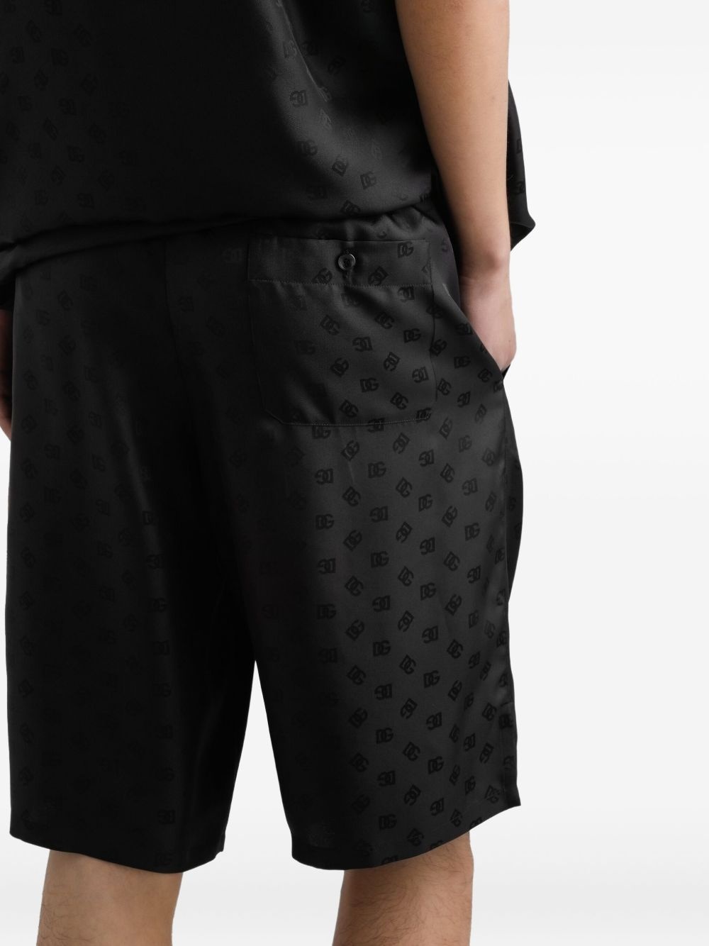 logo-jacquard silk shorts - 5