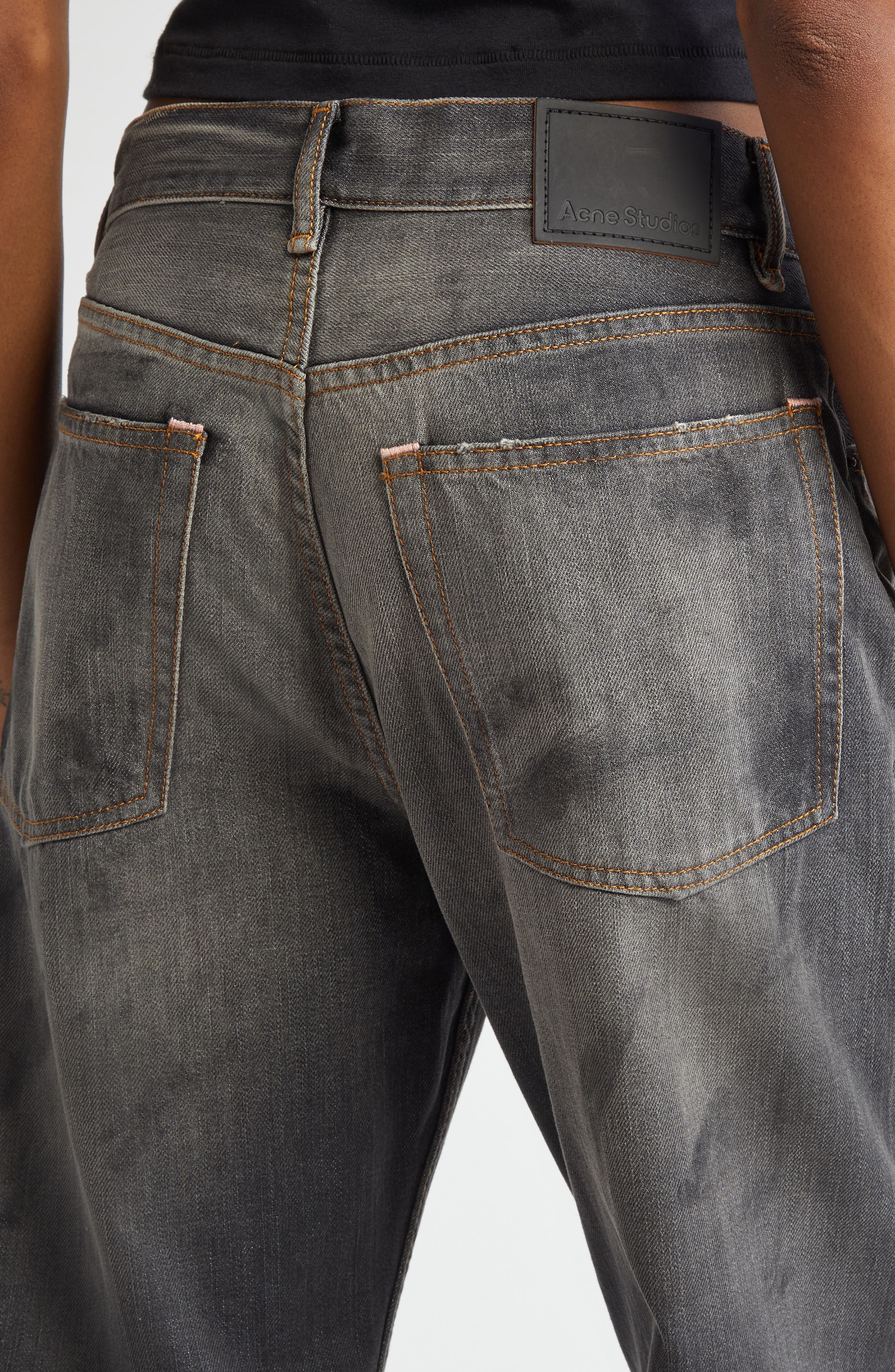 Acne Studios 2021 Black Trafa Paint Splatter Loose Fit Wide Leg Jeans at Nordstrom - 4