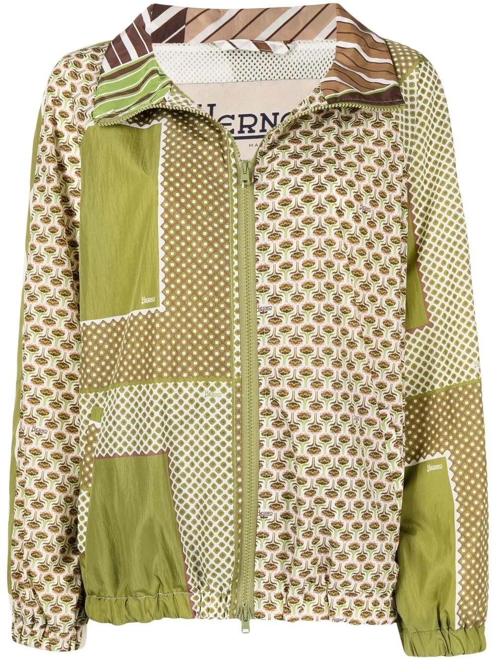 mix-print zip-up jacket - 1