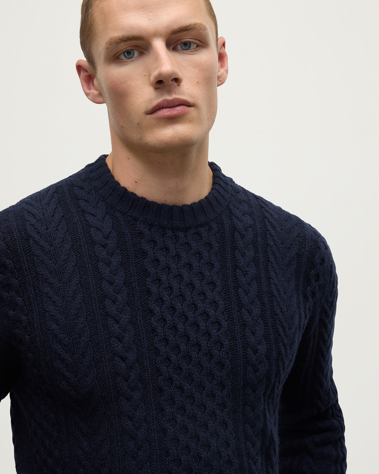 Aran Cable Navy Cashmere Jumper - 5