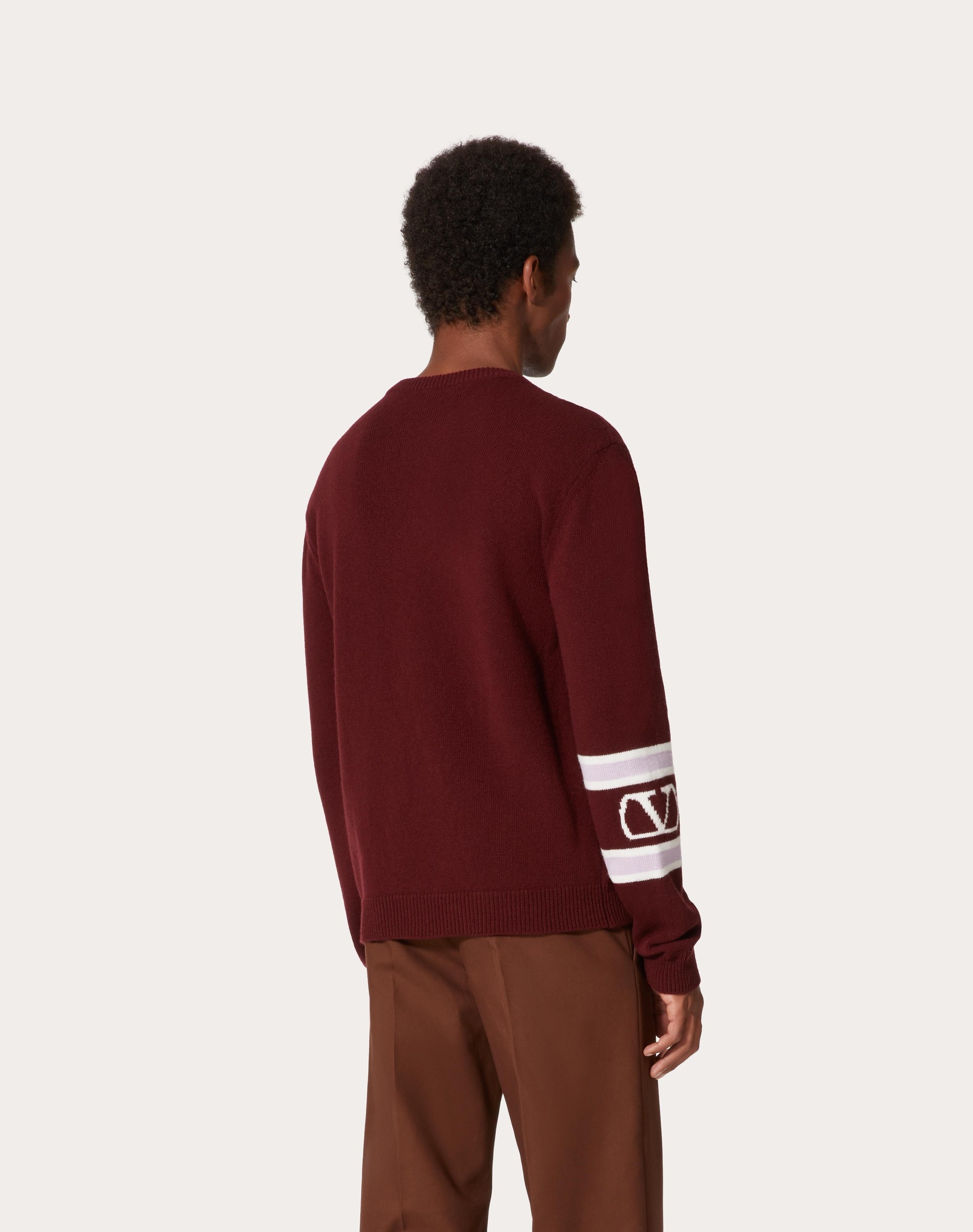 WOOL AND CASHMERE CREWNECK SWEATER WITH VLOGO SIGNATURE EMBROIDERY - 4