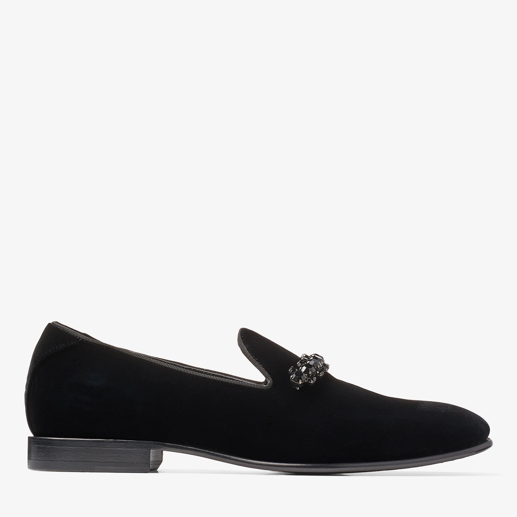 Thame
Black Velvet Slipper with Crystal Piece - 1