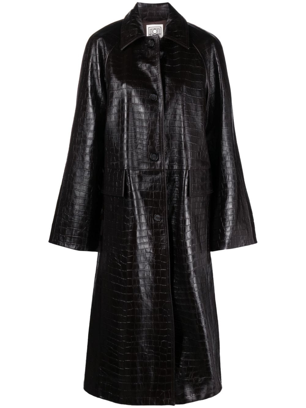 embossed-crocodile leather maxi coat - 1