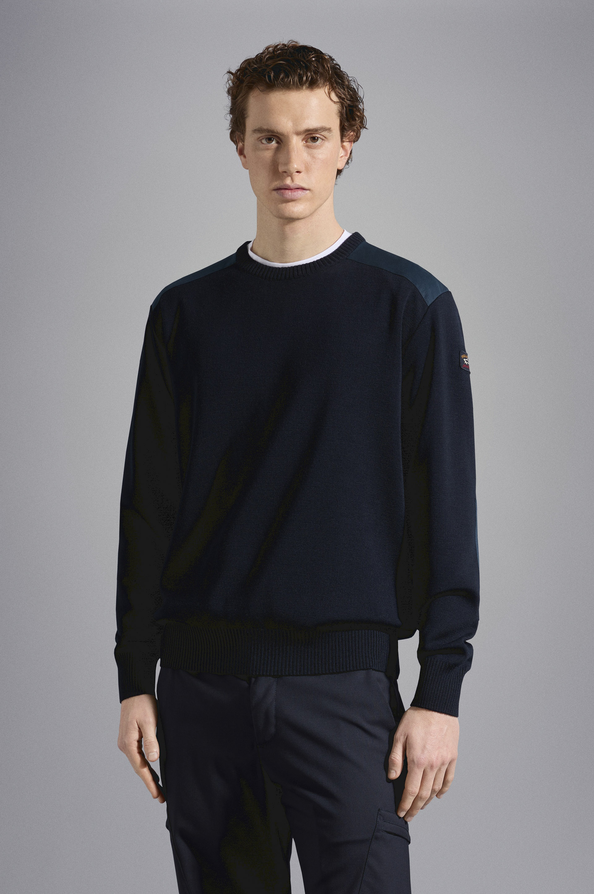 WOOL CREW NECK WITH ICONIC BADGE - 7