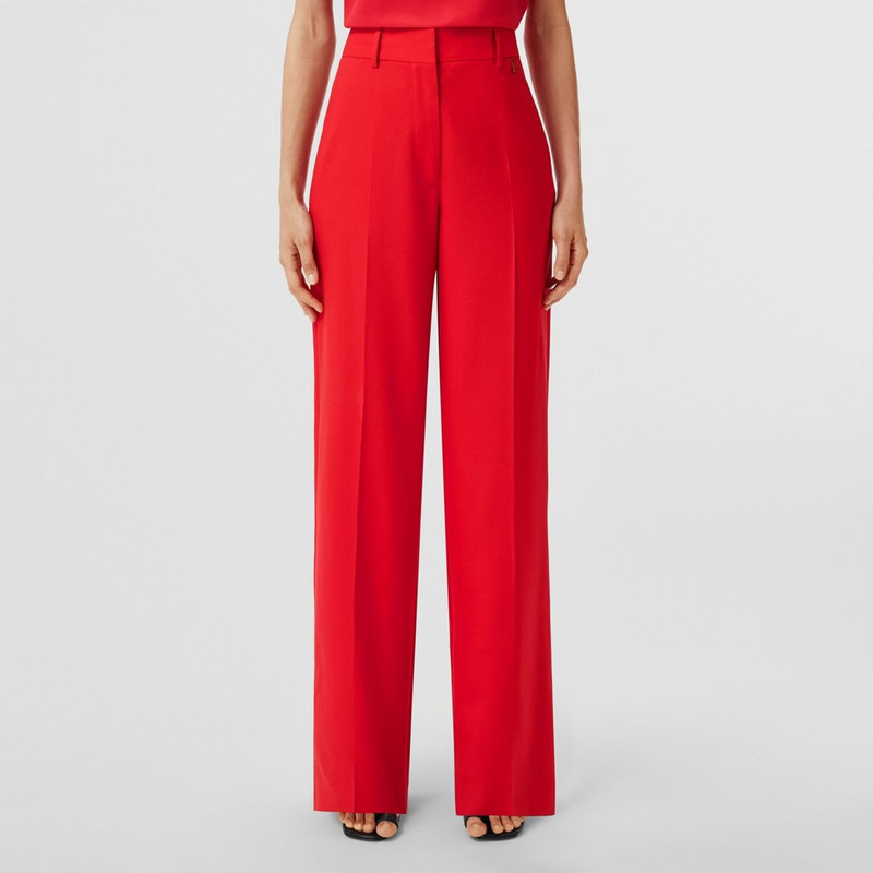 Monogram Motif Wool Wide-leg Trousers 6