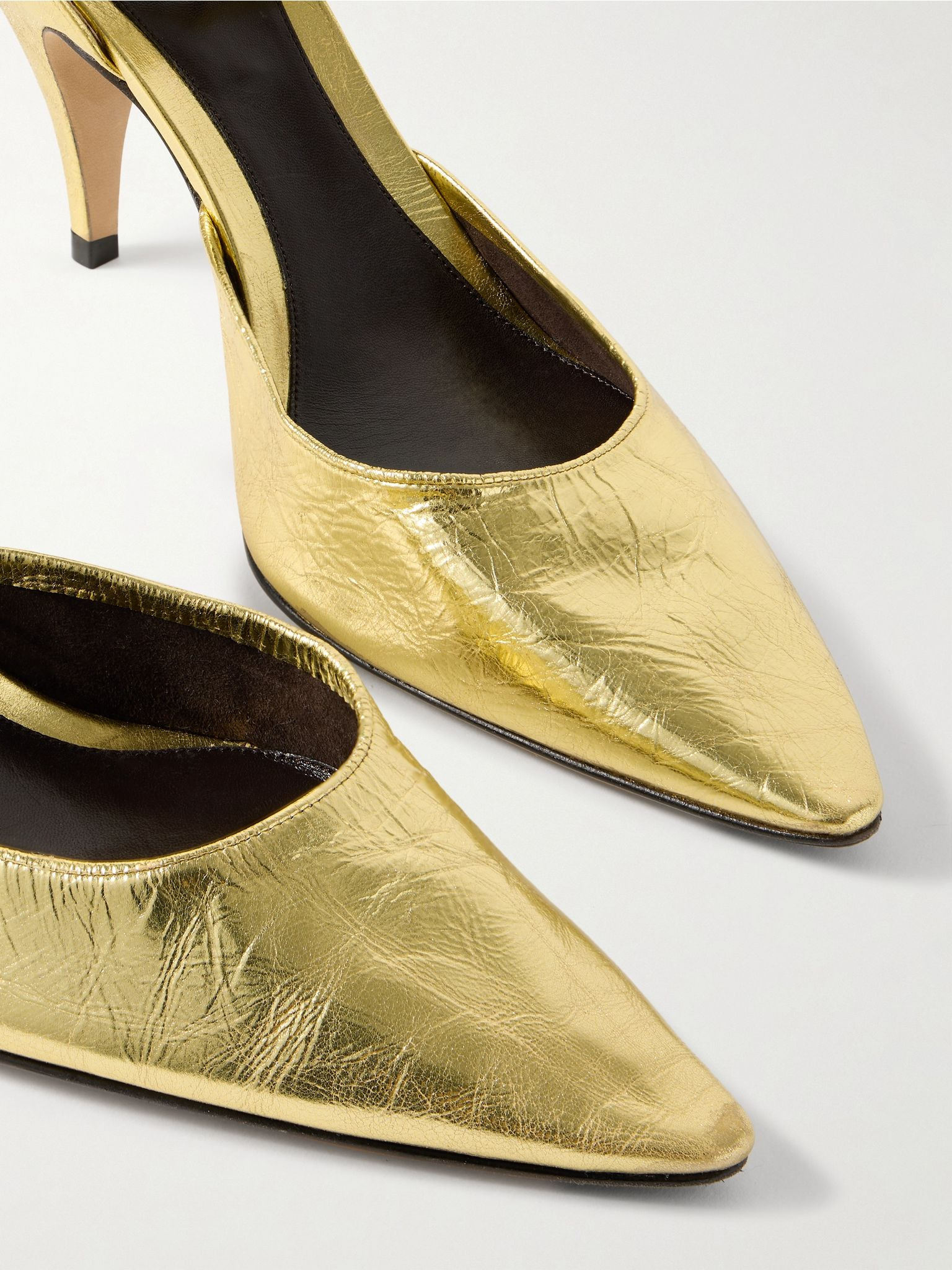 Liisa d'Orsay metallic crinkled-leather pumps Gold - 4