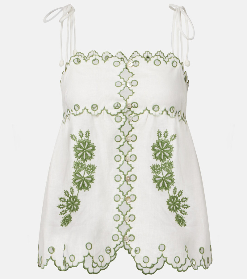 Broderie anglaise cutout linen top 1