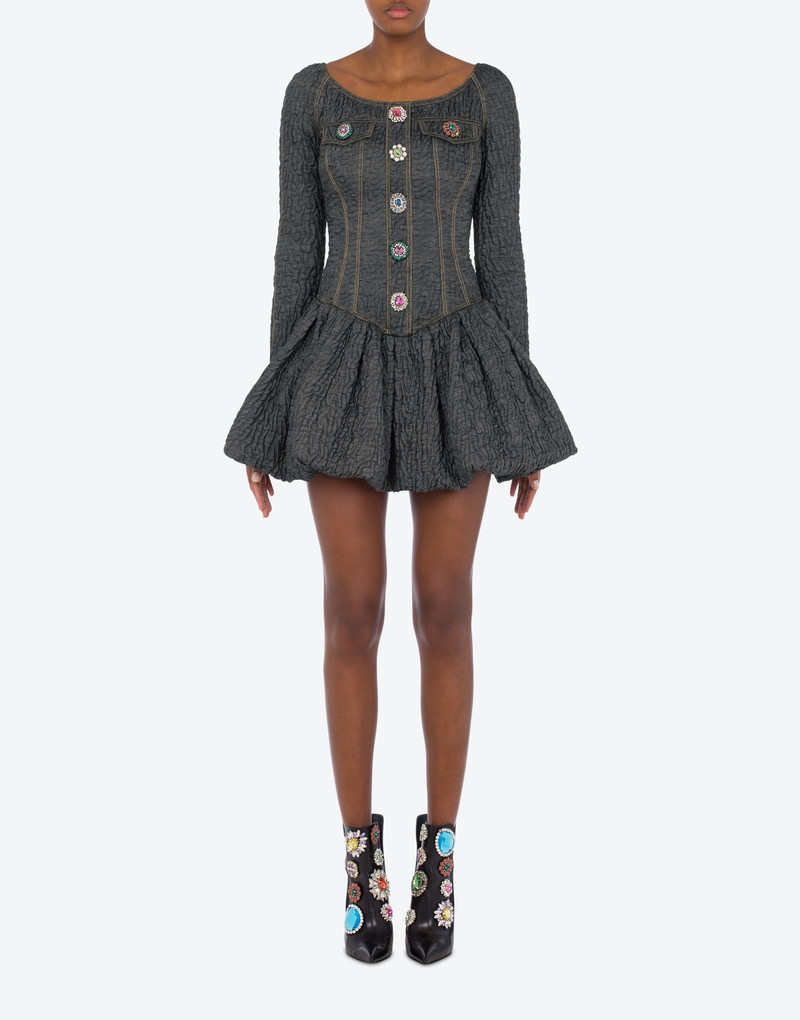 Moschino JEWEL BUTTONS BLACK DENIM DRESS outlook