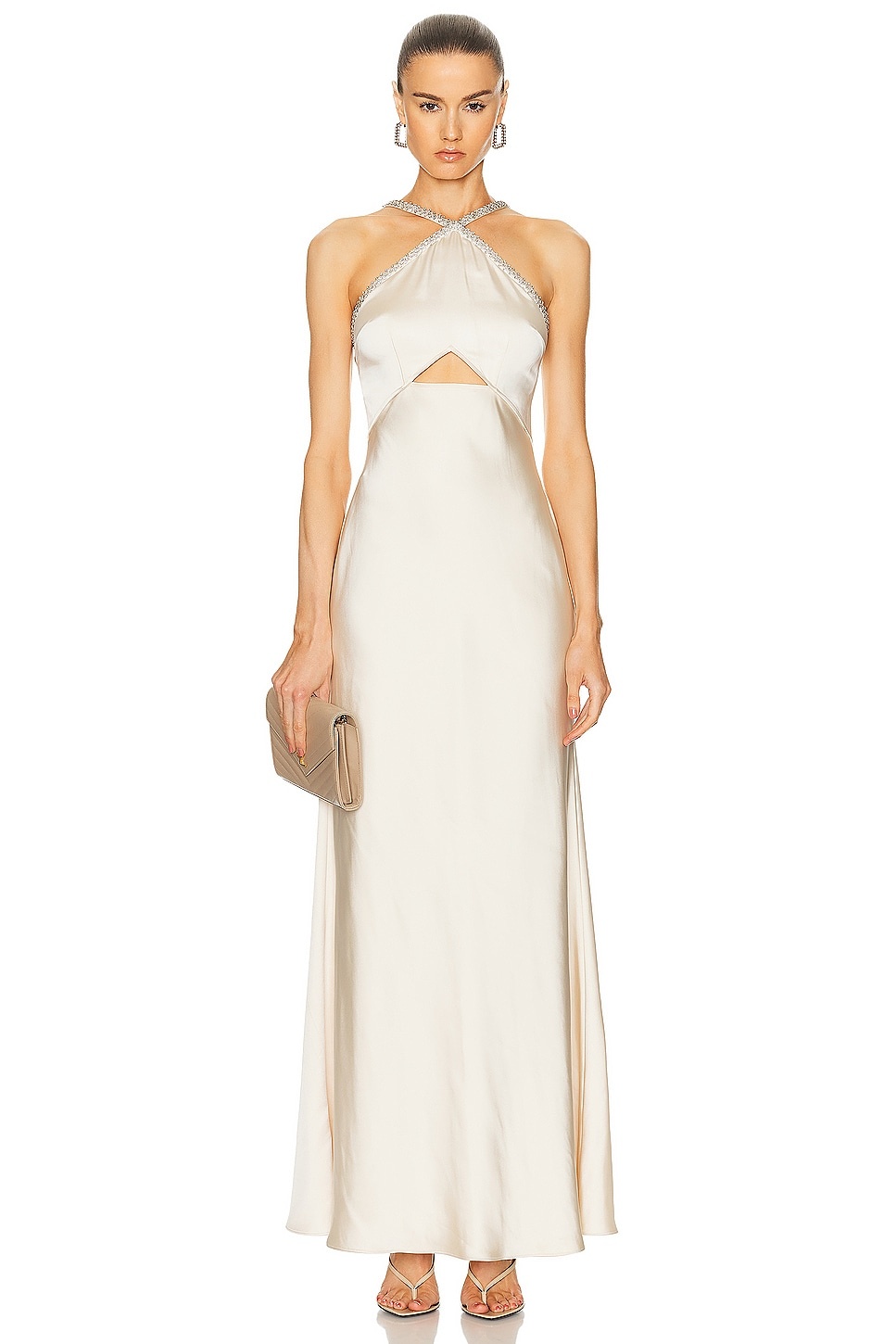 Satin Diamante Maxi Dress - 1