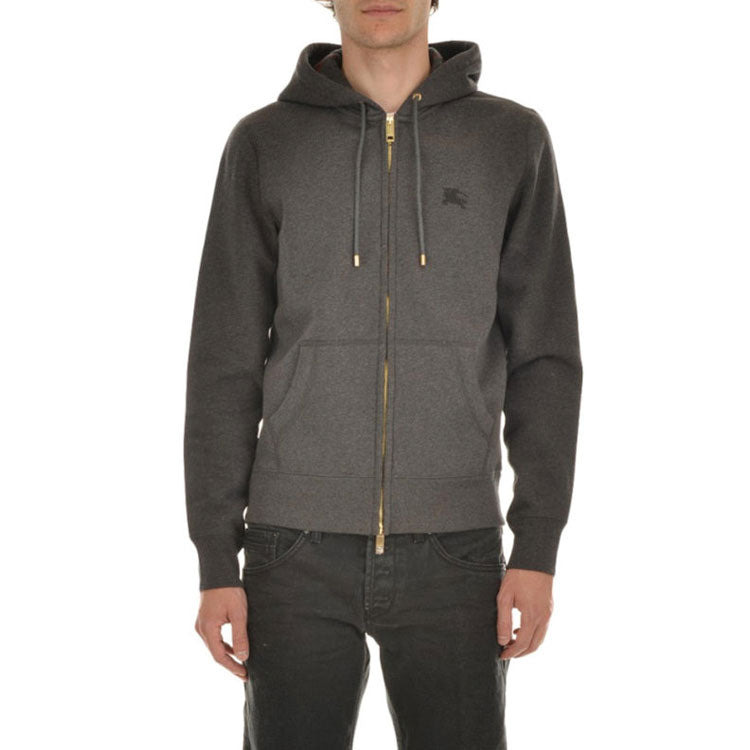 Burberry Logo Embroidery Cotton Zipper Jacket Coat Male Grey 40155591 - 5