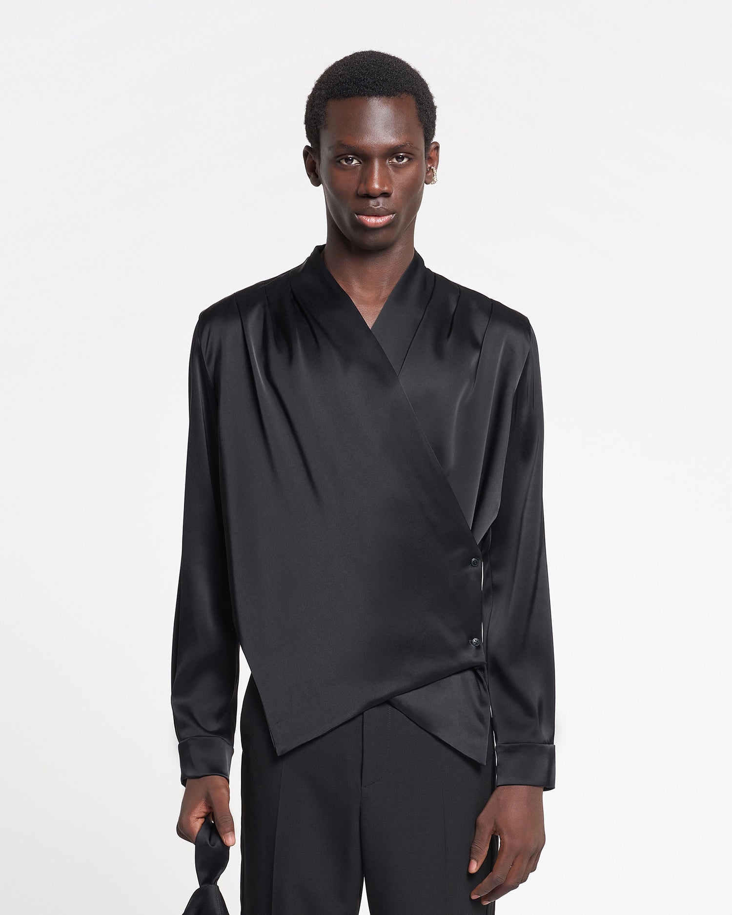 Slip Satin Wrap Shirt - 2
