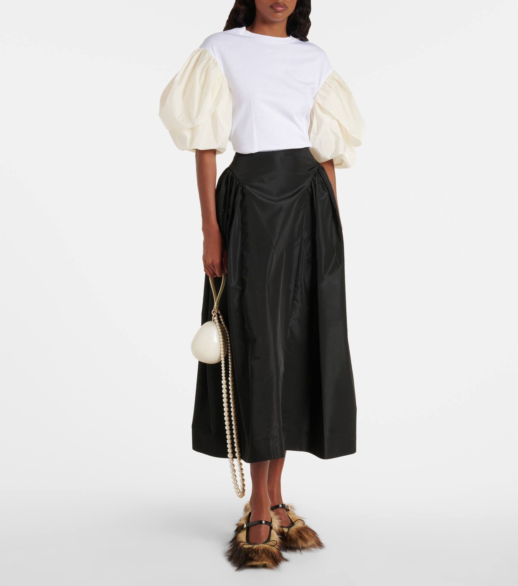 Grip faux fur and canvas mules - 3