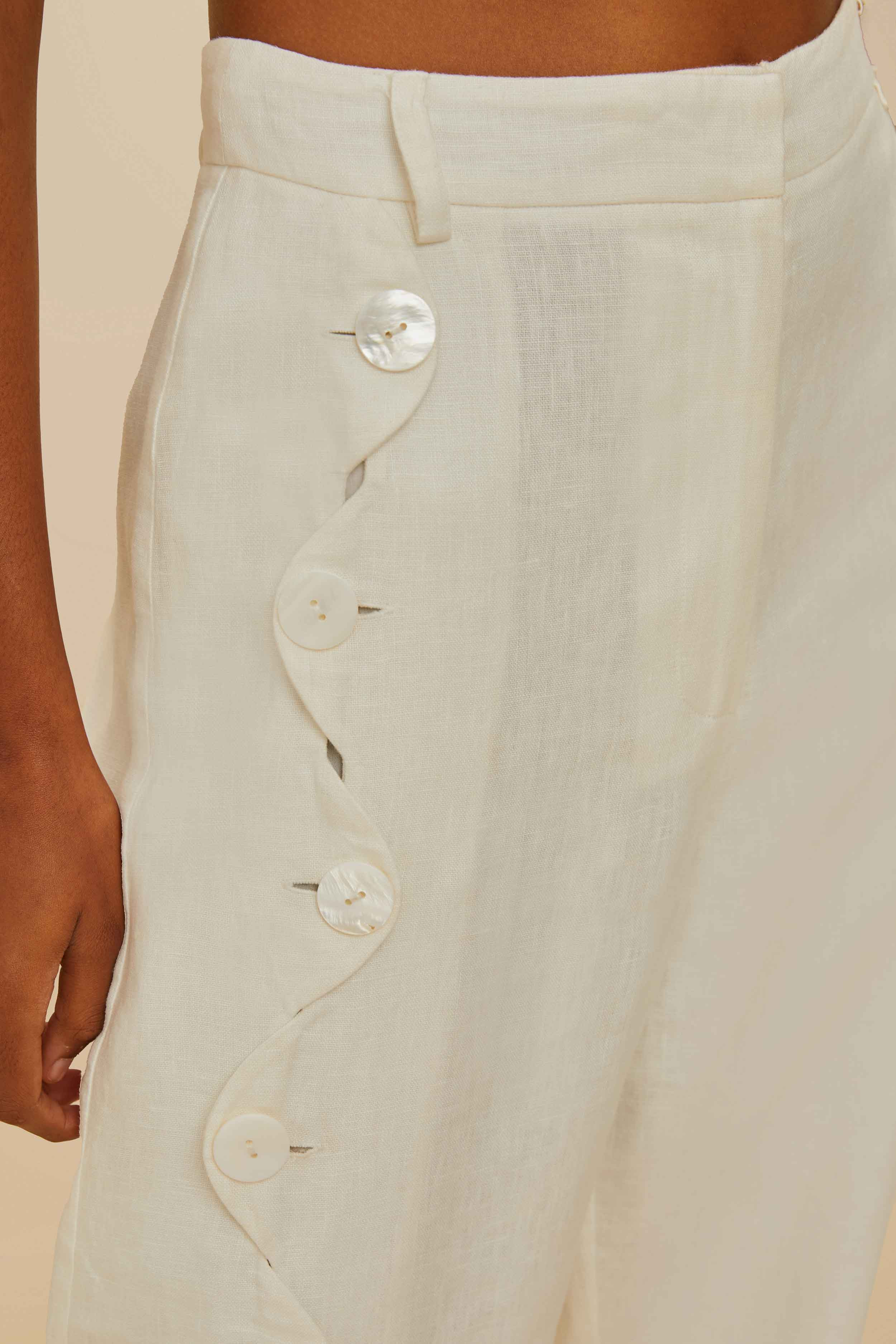 Off-White High Waisted Euroflax™ Premium Linen Pants - 5
