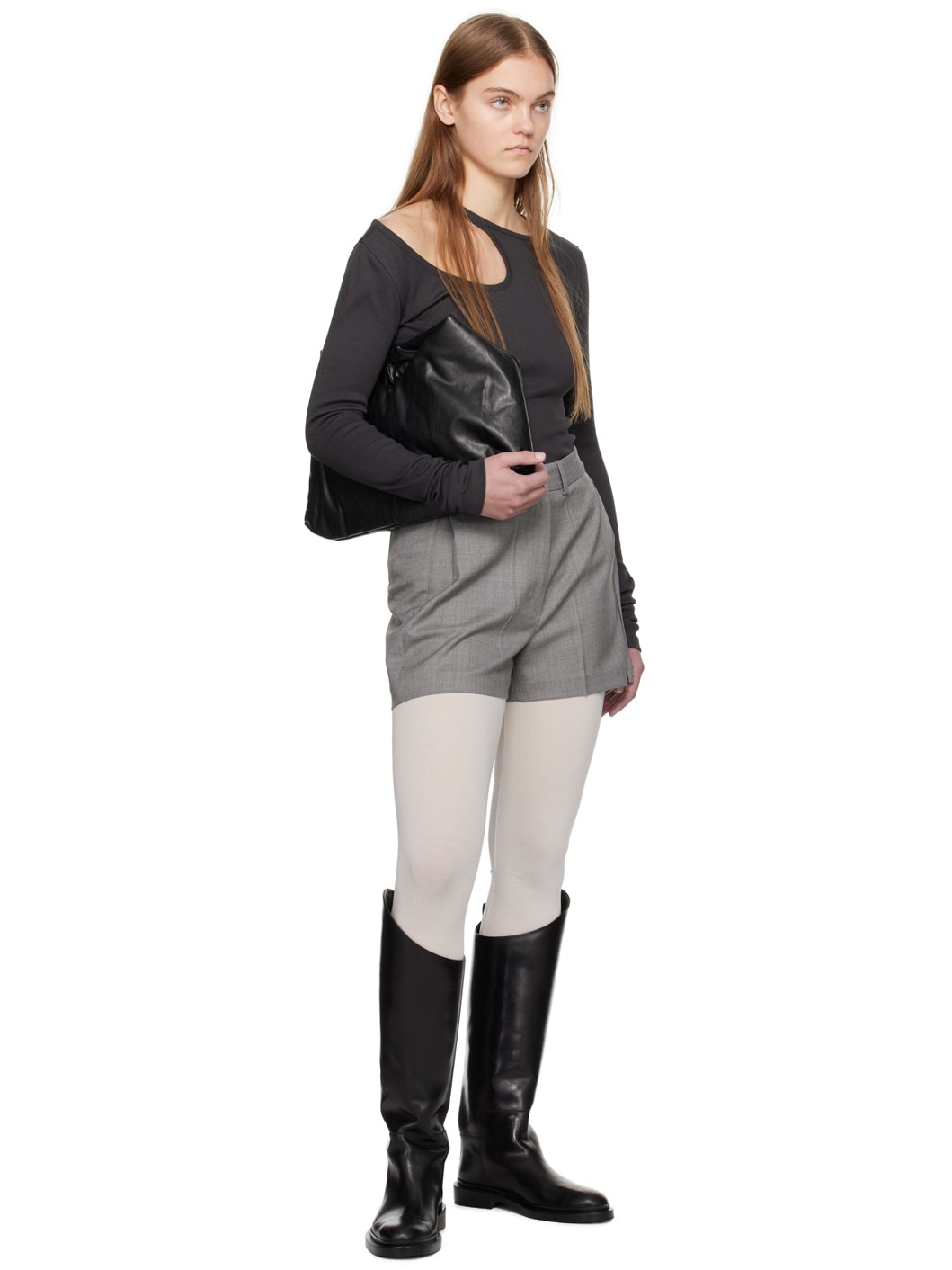 Gray Twill Shorts - 4