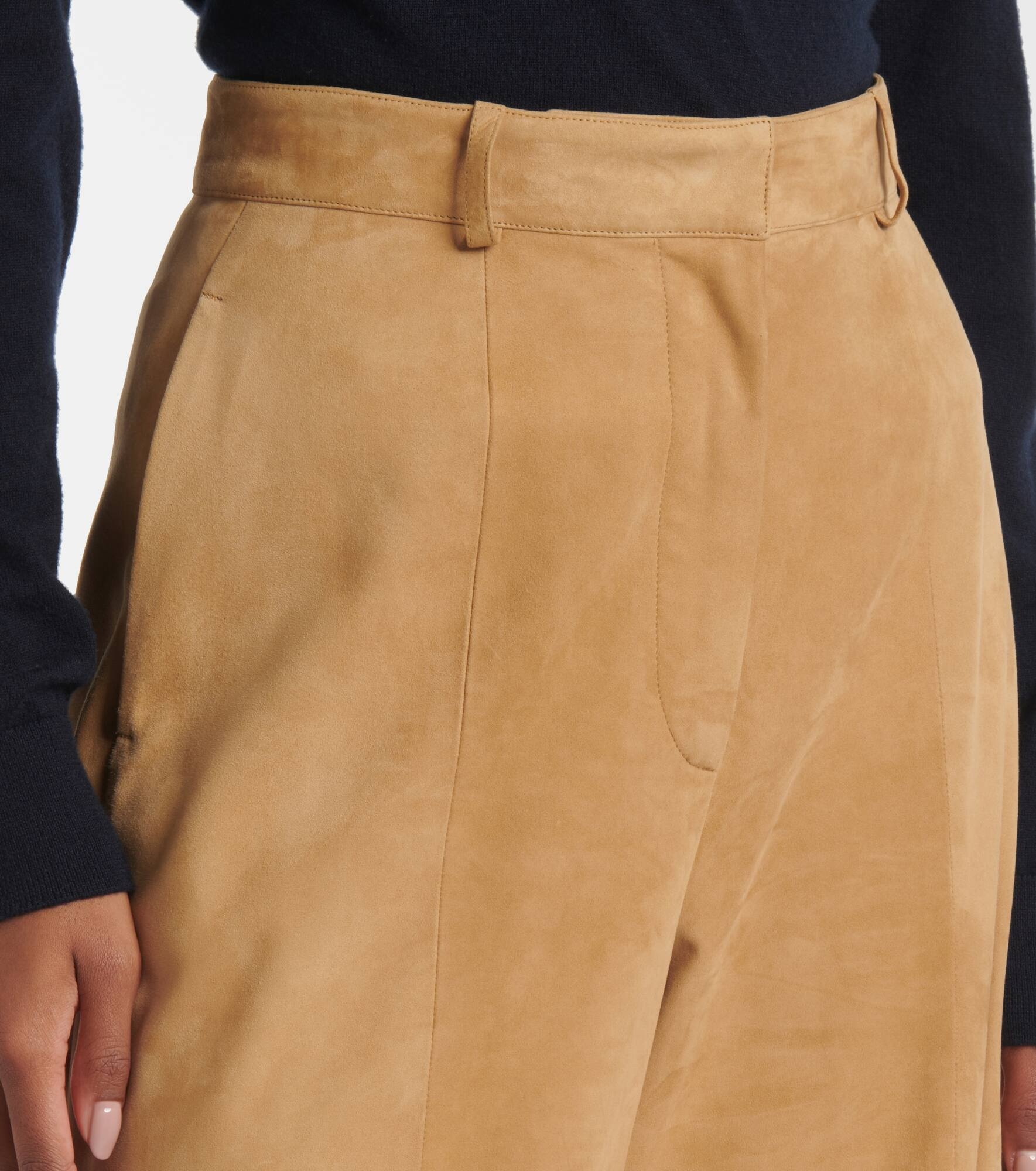High-rise suede tapered pants - 4