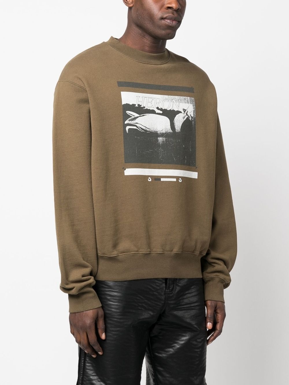 logo-patch bird-print cotton sweatshirt - 3