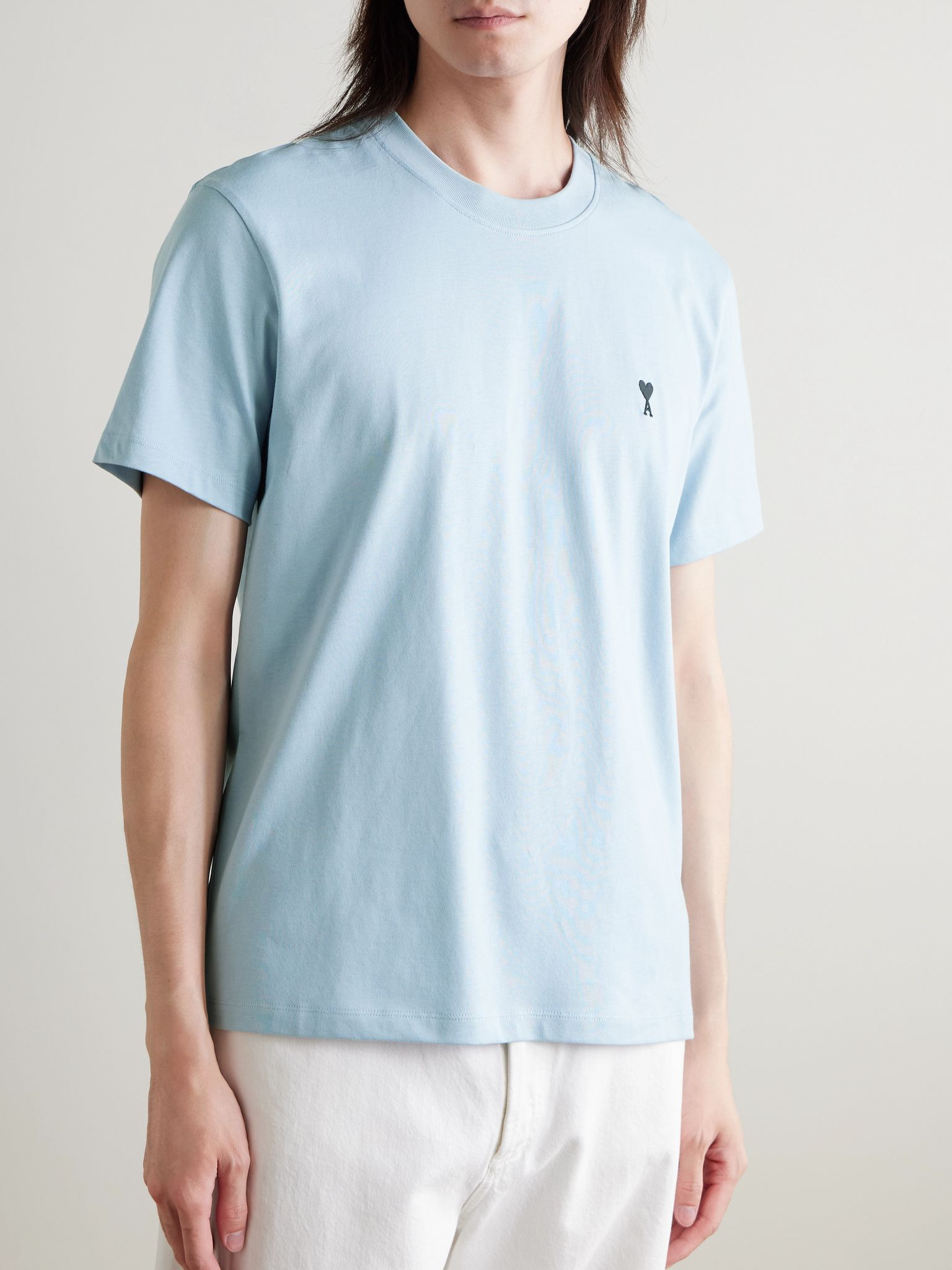 Logo-Embroidered Cotton-Jersey T-Shirt Blue - 3