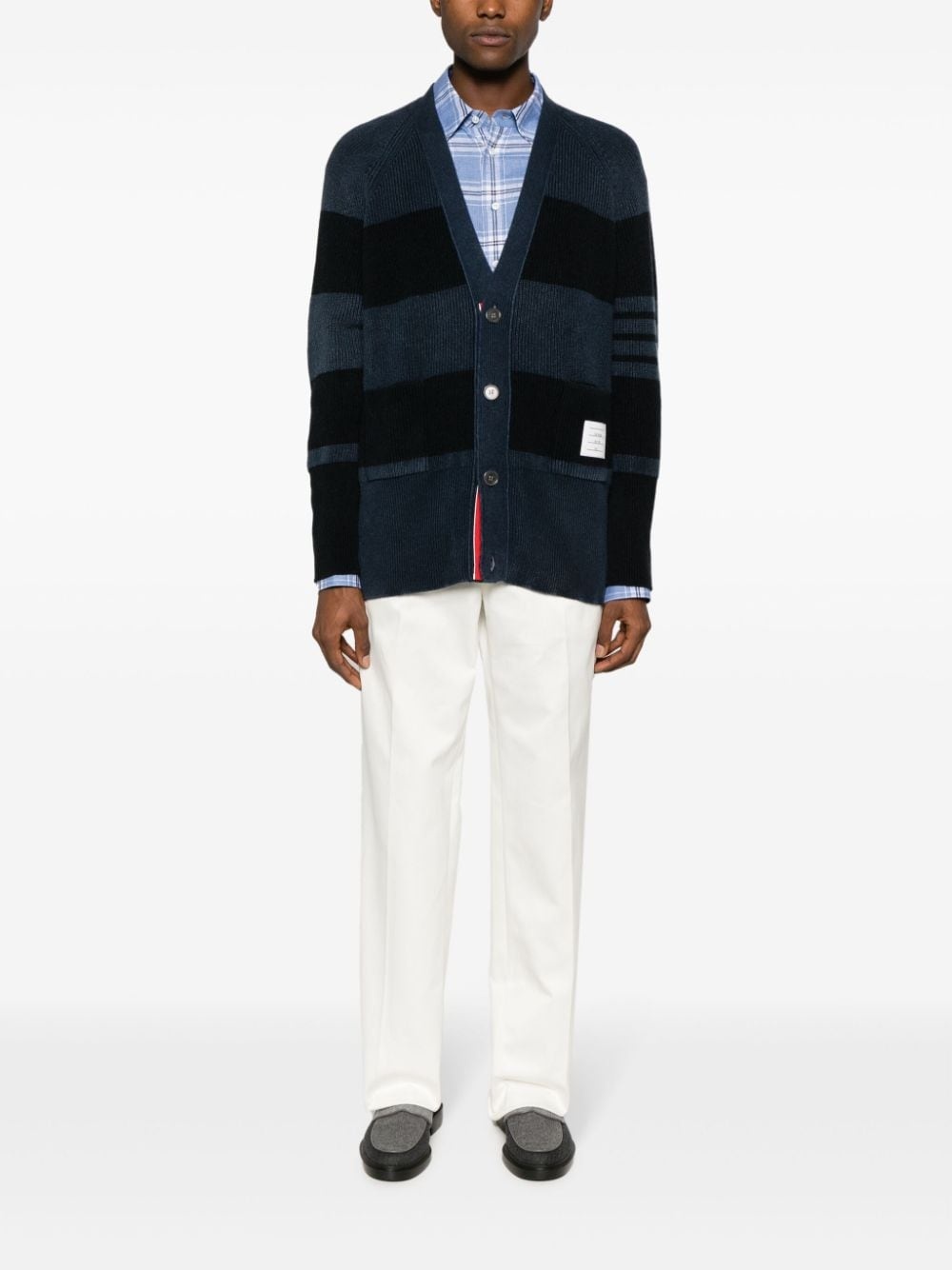 4-Bar striped cashmere cardigan - 2