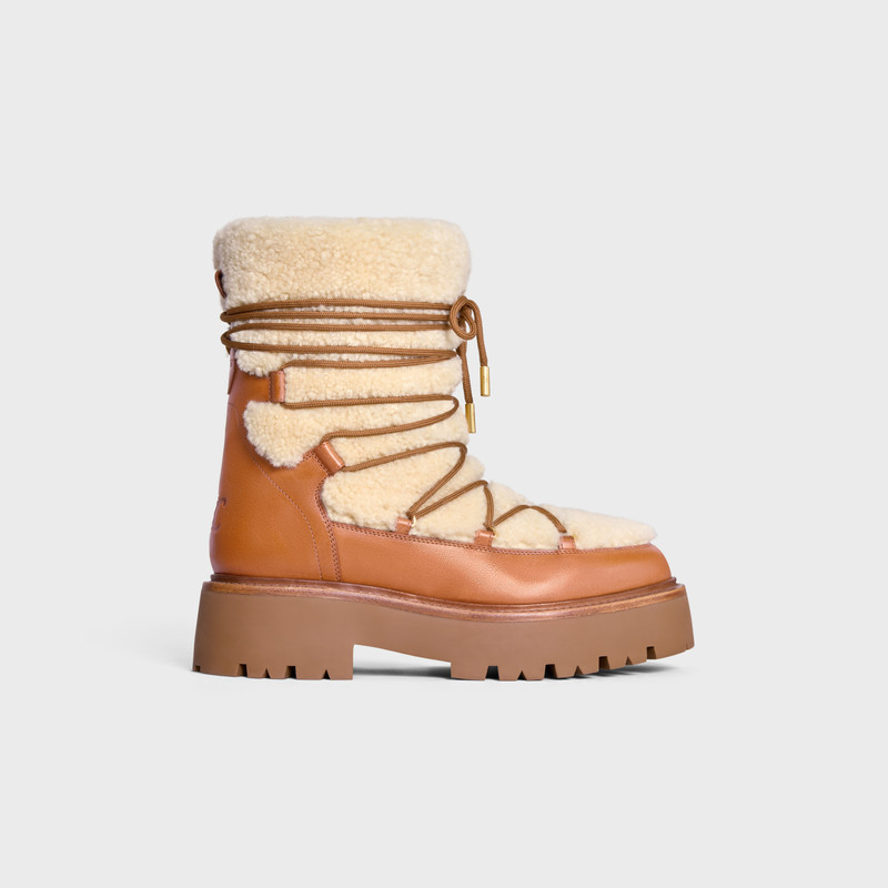 CELINE BULKY LACE-UP BOOT in SHEARLING AND CALFSKIN - 1