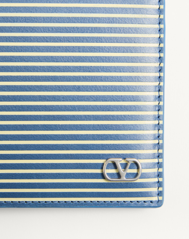 VALENTINO GARAVANI VLOGO SIGNATURE CALFSKIN WALLET WITH STRIPED PRINT 2