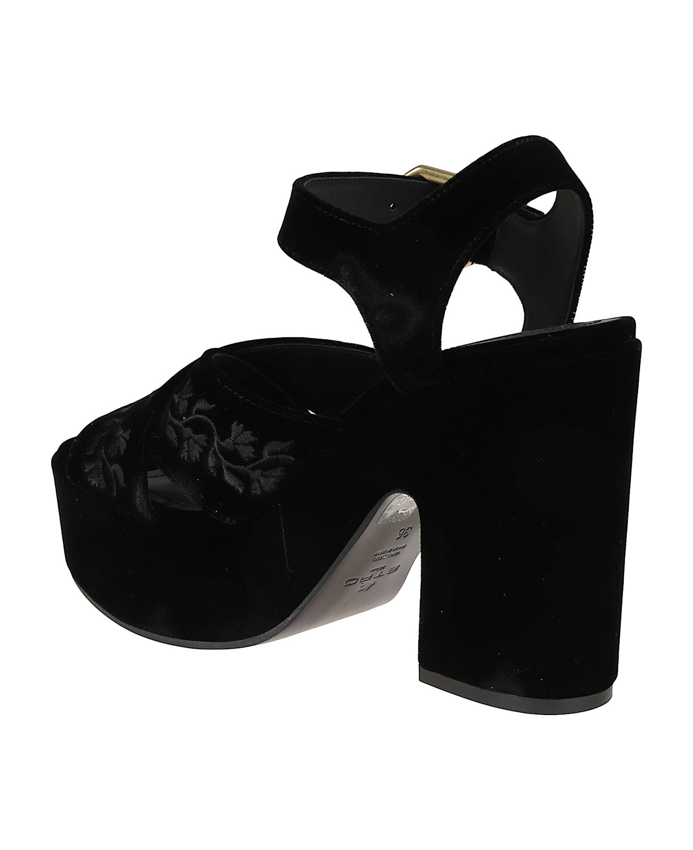 Platform Sandals Velvet + Embroidery - 3