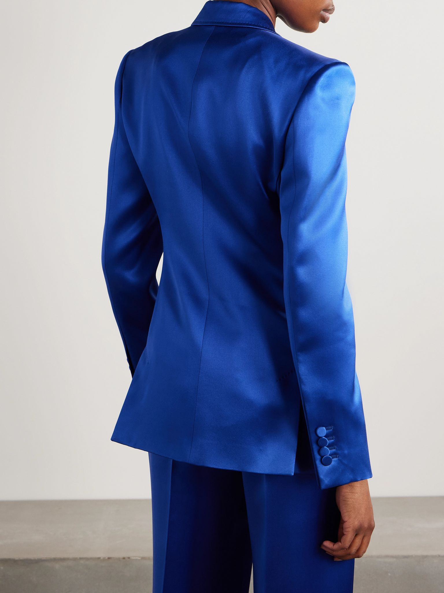 Aleah silk-satin blazer Cobalt blue - 3