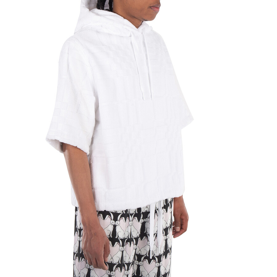 Burberry White Redditton Checked Short-Sleeve Cotton Hoodie - 2