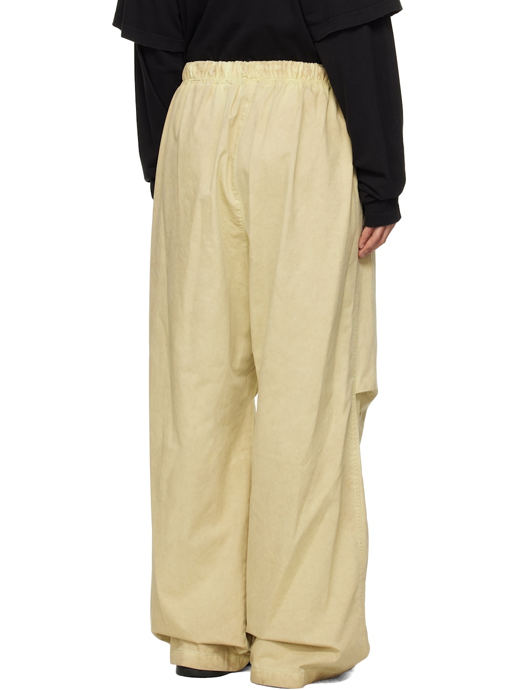 Green Tucked Wide Trousers - 3